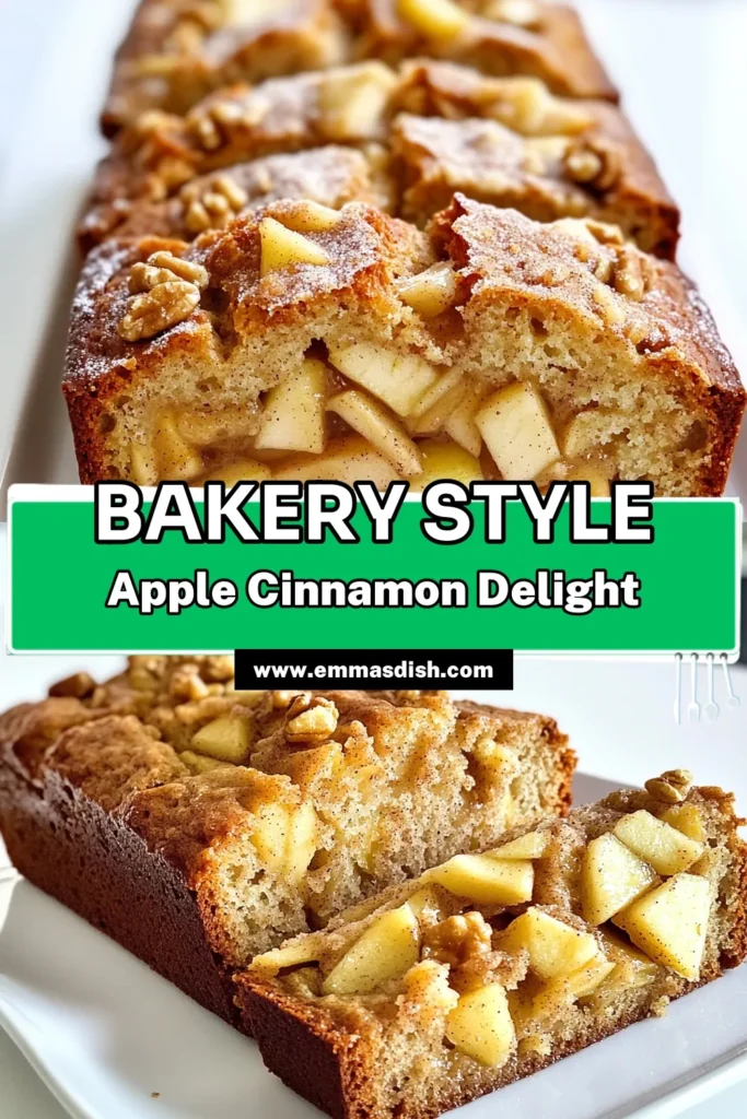 Indulge in a slice of homemade goodness with our Apple Cinnamon Bread Bakery-Style recipe! This delightful loaf combines tender apples, warm spices, and a hint of crunch from nuts, creating the perfect treat for any occasion. Ready in just over an hour, it's perfect for sharing with family and friends. Click through to discover the full recipe and tips for that perfect bakery-style finish. #AppleCinnamonBread #BakingLove #HomemadeGoodness #FallBaking