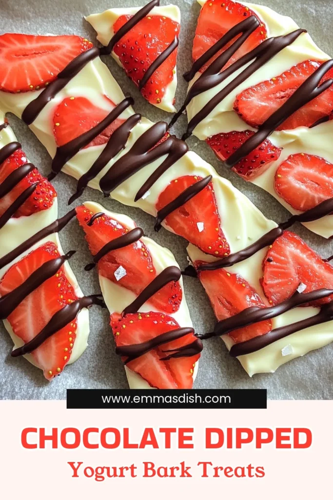 Indulge in the delightful taste of Chocolate-Covered Strawberry Yogurt Bark! This easy-to-make frozen treat combines creamy Greek yogurt, sweet strawberries, and rich dark chocolate, making it perfect for satisfying your cravings. With minimal prep time and a delicious flavor, it’s a fun snack for any occasion. Click to explore the full recipe and enjoy a refreshing bite today! #YogurtBark #HealthySnacks #FrozenTreats #ChocolateStrawberries