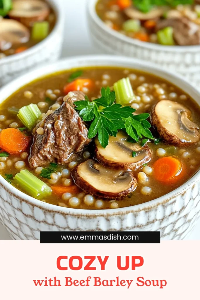 Warm up with this delicious Slow Cooker Beef Barley Mushroom Soup that’s packed with flavor and perfect for chilly days! Made with tender beef, hearty barley, and savory mushrooms, this easy recipe is a must-try for comfort food lovers. Simply throw everything in your slow cooker and let it work its magic. Check out the full recipe now and make your next meal a cozy one! #SlowCookerRecipes #BeefSoup #ComfortFood #EasyRecipes