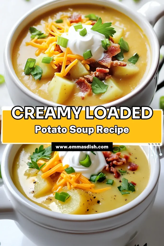 Warm up with a comforting bowl of loaded baked potato soup that’s perfect for chilly days! This easy recipe combines creamy potatoes, garlic, and cheddar cheese for a delightful flavor in every bite. Ideal for slow cooking, it’s effortless to prepare and can be customized with your favorite toppings. Click to explore the full recipe and elevate your soup game today! #LoadedBakedPotatoSoup #ComfortFood #SlowCookerRecipes #YummySoup