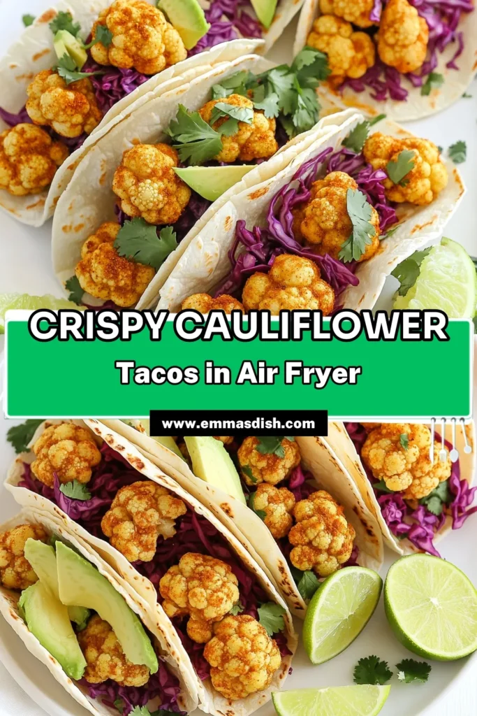 Transform your Taco Tuesday with these Air Fryer Cauliflower Tacos! Loaded with crispy, seasoned cauliflower, fresh avocado, and vibrant red cabbage, this easy recipe is bursting with flavor and perfect for a healthy twist on tacos. In just 30 minutes, you can impress your family with a delicious plant-based meal. Click to explore this simple recipe and bring a taste of authenticity to your dining table. #AirFryerRecipes #TacoTuesday #HealthyEating #VegetarianTacos