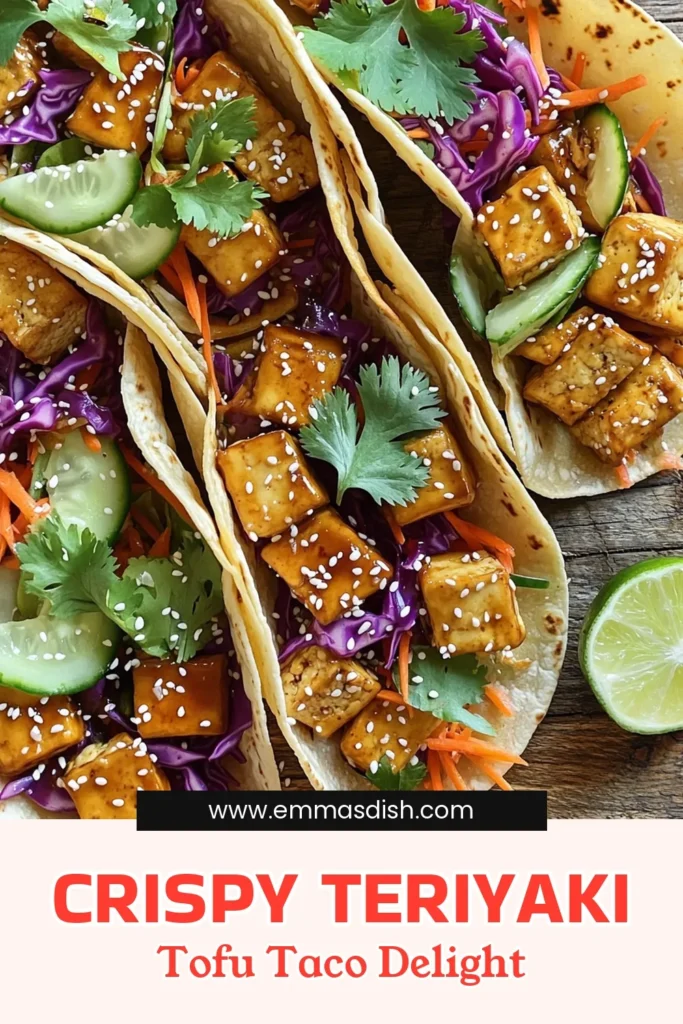 Elevate taco night with these crispy teriyaki tofu tacos! Bursting with flavor and crunch, this quick recipe features marinated tofu, fresh veggies, and zesty lime for a twist on a classic. Perfect for a delicious weeknight meal or a gathering with friends. Click to explore the full recipe and make your taste buds dance! #CrispyTofuTacos #VeganTacos #HealthyEating #EasyRecipes