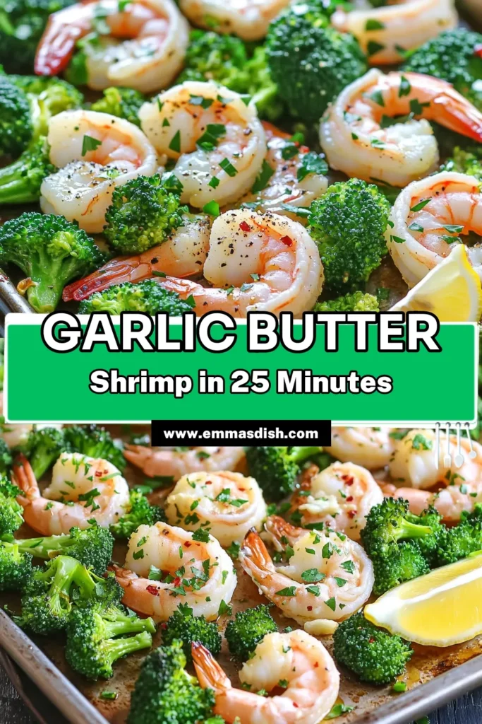 Savor the deliciousness of Sheet Pan Garlic Butter Shrimp & Broccoli with this easy-to-follow recipe! In just 25 minutes, you can enjoy perfectly cooked shrimp and tender broccoli drizzled in a garlic butter sauce, seasoned to perfection. This meal is not only tasty but also a breeze to prepare. Click through to explore this mouthwatering dish and impress your family at dinner tonight! #GarlicButterShrimp #EasyRecipes #HealthyDinner #SheetPanCooking