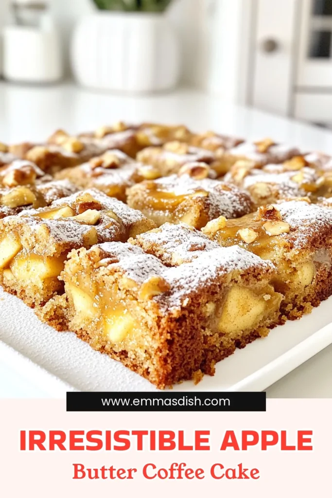 Indulge in the delightful taste of Apple Butter Coffee Cake that combines fluffy cake with rich apple flavor! This easy recipe features simple ingredients, perfect for a cozy gathering or a sweet breakfast treat. Get ready to impress your friends and family with this deliciously spiced cake topped with crunchy walnuts and a cinnamon-sugar finish. Click to discover the full recipe and bake your way to happiness! #AppleButterCoffeeCake #BakingRecipes #Desserts #CoffeeCake