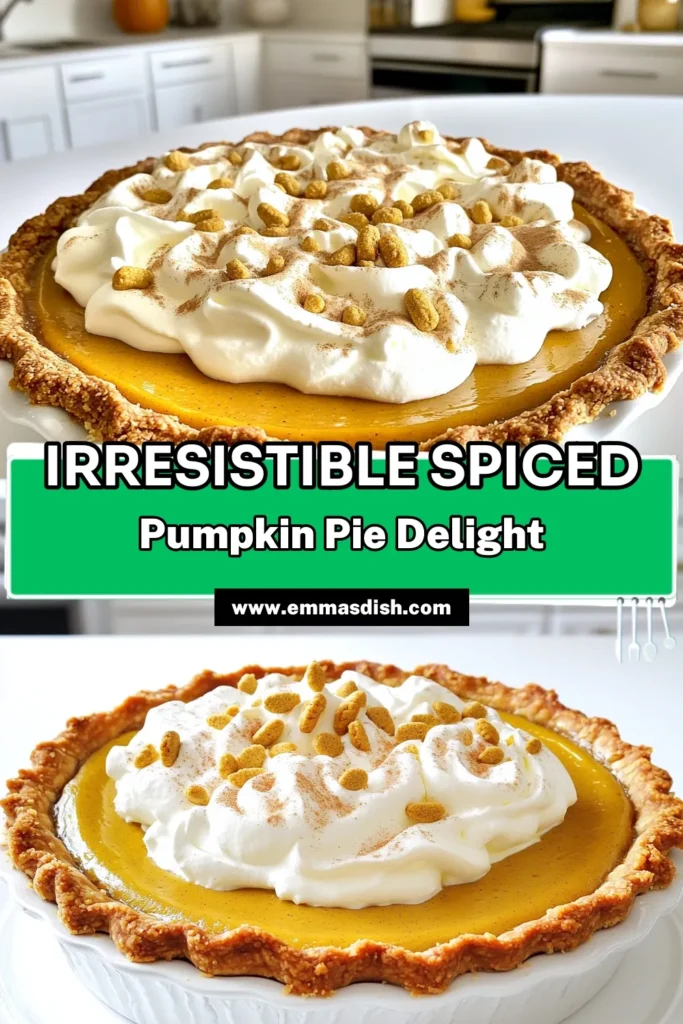 Indulge in the ultimate fall dessert with this delicious Spiced Pumpkin Cream Pie! With creamy pumpkin filling and a blend of warm spices, this recipe is perfect for gatherings or cozy nights at home. Follow our easy steps to create a stunning pie topped with whipped cream and ginger snap cookies. Ready to impress your friends and family? Click to discover the full recipe and make your kitchen smell amazing! #PumpkinPie #FallRecipes #Baking #DessertIdeas