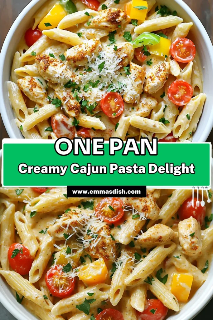 Savor the flavors of One-Pan Creamy Cajun Chicken Pasta with this quick and easy recipe! This dish combines succulent chicken, colorful veggies, and creamy goodness in just 30 minutes. Perfect for busy nights, it's a crowd-pleaser that packs a punch. Get ready to impress your family and friends with minimal effort. Click to discover the full recipe and elevate your dinner game now! #CajunPasta #OnePanMeals #QuickDinner #EasyRecipes