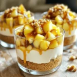 - 1 cup graham cracker crumbs - 4 tablespoons unsalted butter, melted - 8 oz cream cheese, softened - 1 cup powdered sugar - 1 teaspoon vanilla extract - 1 cup heavy whipping cream - 2 medium apples, diced - 1/2 cup caramel sauce (plus extra for drizzling) - 1 teaspoon lemon juice - Optional: crushed nuts (e.g., pecans or walnuts) for garnish Each ingredient plays a key role in this dessert. The graham cracker crumbs create a tasty crust. Butter helps bind the crumbs together, while cream cheese gives richness and a creamy texture. Powdered sugar adds sweetness, and vanilla enhances flavor. Whipping cream makes the filling light and airy. Diced apples bring a fresh, crisp bite, and caramel sauce adds sweetness and depth. Finally, lemon juice keeps the apples bright. If you are looking for dairy-free options, you can use vegan cream cheese. Coconut cream also works well for a creamy texture. For crust alternatives, consider using crushed nuts or oats mixed with coconut oil. These options offer a tasty twist while keeping the dessert gluten-free. To start, gather your graham cracker crumbs and melted butter. In a bowl, mix them until they look crumbly and combined. This mixture will form a tasty base for your cups. Use your fingers or a spoon to press the crust firmly into the bottom of each cup. Make sure it’s even and compact. This helps the crust hold up later. Once you finish, put the cups in the fridge. This lets the crust set while you make the filling. Next, take your softened cream cheese and put it in a large bowl. Use an electric mixer to beat it until it’s smooth and creamy. Add the powdered sugar and vanilla extract, mixing until everything blends well. In a separate bowl, whip the heavy cream until stiff peaks form. This part is key for a light filling. Gently fold the whipped cream into the cream cheese mixture. Be careful not to deflate the whipped cream. This folding keeps the filling airy and lovely. Now, it’s time to layer! First, take the cups from the fridge. Spoon a layer of cheesecake filling into each cup. Follow this with a layer of diced apples tossed in lemon juice and caramel sauce. Repeat these layers until you reach the top of the cup. Finish with one last layer of cheesecake filling. Cover the cups with plastic wrap and refrigerate them for at least four hours. Chilling helps all the flavors blend well. For the best taste, chill them overnight. To get the best texture for your cheesecake filling, start with soft cream cheese. Let it sit at room temperature for about 30 minutes. This step helps it mix smoothly. When you beat it, do so until it is creamy. Add powdered sugar slowly. Mixing too fast can bring lumps. After that, whip heavy cream until stiff peaks form. Gently fold this into the cream cheese mix. Be careful not to deflate the whipped cream. This keeps the filling light and fluffy. Common mistakes can ruin your no-bake cheesecake. Avoid overmixing, as this can make the filling dense. Also, ensure your heavy cream is cold. If it’s warm, it won’t whip well. For a fun look, garnish each cup with a thin apple slice or a sprig of mint. This adds color and freshness. You can also sprinkle crushed nuts on top for a crunchy bite. Serve these cups chilled for the best flavor. The cool creaminess pairs great with the sweet caramel and tart apples. If you want to impress, drizzle extra caramel over the top just before serving. This makes each bite even more delicious. {{image_2}} You can make your No Bake Caramel Apple Cheesecake Cups even better! Adding spices is a great option. Consider mixing in some cinnamon or nutmeg. These spices give warmth and depth to the flavor. You can also play with different fruits. Try using pears or berries for a twist. If you love chocolate, mix in some mini chocolate chips. Chocolate adds richness that pairs well with the creamy cheesecake and sweet apples. If you or your guests need gluten-free options, swap out the graham crackers. Use gluten-free cookies or nuts to create a crust. This way, everyone can enjoy these tasty cups. For a vegan version, you can use plant-based cream cheese. Also, replace the heavy cream with coconut cream. This keeps the creamy texture without dairy. Use maple syrup instead of powdered sugar for sweetness. These swaps let everyone enjoy this delightful treat! After enjoying your no bake caramel apple cheesecake cups, you may have some leftovers. To keep them fresh, cover each cup with plastic wrap or place them in an airtight container. This method helps to lock in flavor and moisture. You can store them in the fridge for up to three days. If you want to keep them longer, consider freezing them. To freeze your cheesecake cups, first make sure they are completely chilled. Then, wrap each cup tightly in plastic wrap. Place the wrapped cups in a freezer-safe bag or container. They can stay frozen for up to two months. When you're ready to enjoy them, move the cups to the fridge to thaw overnight. Freezing may change the texture slightly, making them a bit denser. However, the flavors will still shine through. Drizzle extra caramel sauce on top before serving for a fresh twist! Yes, you can make these cheesecake cups ahead of time. In fact, chilling them improves the flavor. I recommend making them a day in advance. This allows the flavors to meld together. The cream cheese filling becomes richer, and the apples soak up the caramel. I suggest using Granny Smith apples. They add a nice tartness that balances the sweet caramel. Other good choices are Honeycrisp or Fuji apples. Honeycrisp offers a juicy crunch, while Fuji is sweeter. Choose apples based on your taste! To keep apples from browning, toss them with lemon juice. Just a teaspoon will do! The acid in lemon juice slows down oxidation. You can also mix the apples with caramel sauce right away. This not only prevents browning but adds flavor too. This post covered how to make delicious no-bake cheesecake cups. We explored ingredients, including their roles and substitutions for dietary needs. You learned step-by-step instructions for the crust, filling, and assembly. Tips helped ensure the perfect texture and presentation. I also shared variations and storage tips for your leftovers. Now, you can enjoy these yummy treats any time with ease and creativity. Happy baking!