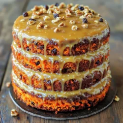 - 2 cups all-purpose flour - 1 teaspoon baking powder - 1 teaspoon baking soda - 1 teaspoon ground cinnamon - 1/2 teaspoon ground nutmeg - 1/2 teaspoon salt - 1 cup granulated sugar - 1/2 cup brown sugar, packed - 1 cup vegetable oil - 4 large eggs - 1 teaspoon vanilla extract - 2 cups grated carrots (about 4 medium-sized carrots) - 1/2 cup chopped walnuts (optional) - 1/2 cup raisins (optional) - 1 cup powdered sugar - 3 tablespoons pure maple syrup - 1 tablespoon milk or plant-based milk This cake shines with its blend of flavors. Each dry ingredient adds structure and taste. The combination of baking powder and baking soda helps the cake rise perfectly. Cinnamon and nutmeg give it warm, inviting notes. The wet ingredients bring sweetness and moisture. Granulated sugar and brown sugar together create a rich flavor. Vegetable oil ensures the cake stays moist. Eggs add richness and bind all the ingredients. Vanilla extract adds a lovely aroma. For add-ins, grated carrots bring a natural sweetness. They also keep the cake moist. If you like crunch, toss in walnuts. Raisins add chewy bites and extra sweetness. The maple glaze is the star. It combines powdered sugar, pure maple syrup, and milk. This glaze adds a shiny finish and a sweet touch. Adjust the texture by adding more milk or sugar as needed. Now you have all the ingredients ready. Let's get cooking! - Preheat the oven to 350°F (175°C). - Grease and flour two 9-inch round cake pans. - In a large bowl, combine the granulated sugar, brown sugar, and vegetable oil. - Mix until smooth. - Add the eggs one at a time, mixing well after each. - Stir in the vanilla extract. - In another bowl, mix the flour, baking powder, baking soda, cinnamon, nutmeg, and salt. - Gradually add this dry mix to the wet ingredients. - Stir until just combined. - Fold in the grated carrots, walnuts, and raisins if you like. - Make sure they are evenly mixed into the batter. - Divide the batter evenly into the prepared pans. - Bake for 25-30 minutes. - Check if a toothpick comes out clean from the center. - Remove the cakes from the oven. - Let them cool in the pans for 10 minutes. - Invert onto wire racks to cool completely. - For the glaze, mix powdered sugar, maple syrup, and milk in a small bowl. - Whisk until smooth. Adjust thickness with more milk or sugar if needed. - Place one cake layer on a serving plate. - Drizzle some maple glaze on top. - Add the second layer and drizzle the rest of the glaze. - Let it drip down the sides for a lovely look. - For presentation, sprinkle cinnamon or add extra walnuts on top. To make a moist cake, always use fresh ingredients. Fresh carrots add moisture and sweetness. Use eggs at room temperature for better mixing. This helps the cake rise and stay fluffy. Add spices like ginger or allspice for extra warmth. You can also mix in orange zest for a bright twist. Pair the maple glaze with toasted nuts for a crunchy contrast. A dollop of whipped cream on the side adds creaminess. Use two 9-inch round cake pans for even baking. A whisk helps blend the wet ingredients smoothly. A rubber spatula is great for folding in the carrots and nuts. Optional tools like a cake leveler can help make even layers. A cooling rack is key for cooling the cakes evenly. {{image_2}} You can make this carrot cake fit your needs. For a gluten-free version, swap all-purpose flour for a gluten-free blend. Look for one that works well in cakes. This helps keep the texture light. If you want a dairy-free glaze, use plant-based milk. Almond or oat milk both work great. They blend well with maple syrup and powdered sugar. This keeps the cake sweet and yummy. To add a twist, think about fall spices. Try adding ginger or cloves for warmth. You might also mix in apples or pears for a fruity touch. They add nice moisture and flavor. During the holidays, consider adding cranberries or orange zest. These flavors brighten the cake and make it festive. They give a pop of color, too. Layered cakes create a stunning look. Stack two or more layers for a showstopper dessert. Drizzle extra glaze between layers for added sweetness. Sheet cakes are easier to serve for a crowd. Just bake in a larger pan and cut into squares. Top with glaze for a simple yet tasty finish. You can also make cupcakes! Use the same batter and top with maple glaze. They are perfect for parties or lunchboxes. To keep your maple glazed carrot cake moist, wrap it well. Use plastic wrap or foil to cover the cake. This helps stop it from drying out. You can store it at room temperature for a few days. If you live in a warm place, the fridge is better. The cake will last longer in the fridge, but it may dry out. You can freeze the cake for longer storage. If you freeze it unglazed, wrap it tightly. Use plastic wrap and then foil for extra protection. For glazed cakes, freeze them first without the glaze. Once frozen, you can add the glaze after thawing. To thaw, place the cake in the fridge overnight. This keeps the texture nice and soft. Your maple glazed carrot cake will stay fresh for about 5 days at room temperature. In the fridge, it can last up to a week. Check for spoilage by looking for mold or a dry texture. If the cake smells off or has an unusual color, it’s best to toss it. Always trust your senses! Yes, you can make this cake ahead of time. Bake the cake and let it cool. After cooling, wrap the layers in plastic wrap. Store them in the fridge for up to three days. When ready to serve, glaze and decorate the cake. If you want to skip walnuts, try these options: - Pecans - Almonds - Sunflower seeds - Pumpkin seeds These choices add a nice crunch and flavor. To stop sticking, follow these tips: - Grease the pans with butter or oil. - Dust the pans with flour after greasing. - Use parchment paper at the bottom of the pans. These steps help the cake release easily. Yes, you can adjust the sweetness. Use less granulated sugar or brown sugar. You can also add more grated carrots for natural sweetness. For a less sweet cake, reduce the amount of maple glaze. You can make this cake gluten-free by using a gluten-free flour blend. For a vegan option, replace eggs with flax eggs or applesauce. Use plant-based milk for the glaze. These swaps make this cake friendly for many diets. This recipe provides a simple path to a delicious cake. You learned about key ingredients, steps for mixing, and tips for perfect texture. The maple glaze adds the perfect finish, making every bite sweet. Don’t hesitate to experiment with variations to find your favorite. Now, you can bake with confidence, enjoy tasty results, and share them with friends. Remember, the joy of cooking is all about having fun and creating something special. Happy baking!