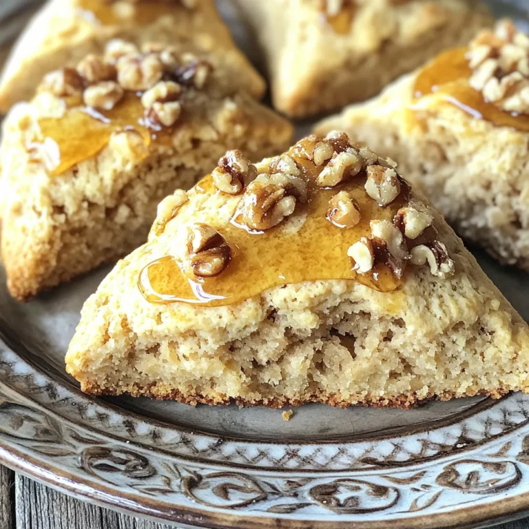 To make these bakery-style maple brown sugar scones, gather these key ingredients: - 2 cups all-purpose flour - 1/2 cup packed brown sugar - 1 tablespoon baking powder - 1/2 teaspoon salt - 1/2 cup unsalted butter, cold and cubed - 1/2 cup heavy cream - 1/4 cup pure maple syrup - 1 large egg - 1 teaspoon vanilla extract These ingredients blend to create a light and fluffy scone. The brown sugar adds a warm sweetness, while the maple syrup gives a lovely flavor. You can enhance your scones with these optional add-ins: - 1/2 cup chopped walnuts or pecans - Extra maple syrup for drizzle Adding nuts gives a nice crunch and flavor. The drizzle of syrup makes your scones even more appealing. To make your baking easier, gather these tools: - Large mixing bowl - Whisk - Pastry cutter or fingertips for mixing - Parchment paper for lining the baking sheet - Baking sheet These tools help you mix, shape, and bake your scones perfectly. First, you need to preheat your oven to 400°F (200°C). Line a baking sheet with parchment paper. In a large bowl, mix 2 cups of all-purpose flour, 1/2 cup of packed brown sugar, 1 tablespoon of baking powder, and 1/2 teaspoon of salt. Whisk these until they are well combined. Next, add 1/2 cup of cold, cubed unsalted butter. You can use a pastry cutter or your fingers to work the butter into the flour. Keep mixing until it looks like coarse crumbs. In a separate bowl, whisk together 1/2 cup of heavy cream, 1/4 cup of pure maple syrup, 1 large egg, and 1 teaspoon of vanilla extract. Make sure this mix is smooth. Pour these wet ingredients into the dry mix. Gently stir until they just combine. If you want nuts, fold in 1/2 cup of chopped walnuts or pecans here. The dough will feel a bit sticky. Now, turn the dough onto a lightly floured surface. Gently knead it a few times to bring it together. Shape the dough into a circle about 1-inch thick. Use a sharp knife or a pizza cutter to slice the dough into 8 wedges. Place the wedges on the prepared baking sheet, leaving some space between them. Bake the scones for 15 to 18 minutes. They should turn golden brown on top when done. Once baked, take them out of the oven and let them cool slightly on the sheet. If you like, you can drizzle some extra maple syrup on top for added sweetness. Enjoy your fresh scones warm! To get that perfect bakery-style texture in your scones, start with cold butter. Cold butter helps create flaky layers. Cut the butter into small cubes and mix it with the flour quickly. You want the mixture to look like coarse crumbs. This step is key! Next, avoid over-mixing your dough. Mix just until the ingredients come together. If the dough feels sticky, that's okay. Lightly flour your surface when kneading. This keeps the texture light and airy. For deeper flavor, use high-quality maple syrup. It adds richness and sweetness. If you want a nutty crunch, add walnuts or pecans. This gives your scones a lovely texture. You can also try adding spices like cinnamon or nutmeg. A pinch of these spices brings warmth to the flavor. For a twist, consider adding dried fruits like cranberries or apricots. They pair well with the maple flavor. One common mistake is using room temperature butter. This can lead to dense scones. Always use cold butter. Another mistake is not measuring the flour correctly. Scooping flour directly from the bag can pack it down. Instead, spoon it into your measuring cup and level it off. Lastly, do not skip the resting time after mixing. Letting the dough sit for a few minutes helps the flavors meld. This small step makes a big difference in taste! {{image_2}} You can easily make these scones nut-free. Simply skip the chopped walnuts or pecans. The scones will still taste great. They will be soft and sweet, just like the original. You can add more flavor with spices or choose a different mix-in. Feel free to swap flavors to suit your taste. You can add chocolate chips for a sweet twist. Dark chocolate adds richness. You can also use dried fruits like cranberries or apricots. They bring a chewy texture and tartness. Try adding lemon zest for a bright kick. Each of these swaps adds a fun touch to your scones. If you want to change up the glaze, there are tasty options. Instead of maple syrup, use a simple icing. Mix powdered sugar with milk until smooth. You can add a splash of vanilla or almond extract for more flavor. Another option is a honey drizzle. It gives a nice sweetness and pairs well with the scones. To keep your leftover scones fresh, store them in an airtight container. Place a piece of parchment paper between layers to prevent sticking. Keep them at room temperature for up to two days. If you want them to last longer, refrigerate them for up to a week. When you are ready to enjoy a scone, preheat your oven to 350°F (175°C). Place the scone on a baking sheet and heat for about 5-7 minutes. This warms them up and brings back that fresh-baked taste. You can also microwave them for 10-15 seconds if you are in a hurry, but the oven gives a better texture. If you want to save scones for later, freezing works great. Wrap each scone tightly in plastic wrap. Then, place them in a freezer bag or container. They will stay good for up to three months. When you are ready to eat them, let them thaw overnight in the fridge. Reheat them in the oven for best results. You can tell when scones are done by their color. They should be golden brown on top. You can also gently tap the top. If it sounds hollow, they are ready. Keep an eye on them while baking. Every oven is a bit different. Start checking at 15 minutes. If they need more time, check every minute after that. Yes, you can make the dough ahead of time! Prepare the dough and shape it into a circle. Wrap it in plastic wrap and chill it in the fridge. This lets the flavors blend well. You can store it for up to 24 hours. When ready, cut into wedges and bake as usual. This saves time on busy mornings. These scones taste great with many things! You can serve them with butter or jam. A drizzle of extra maple syrup adds sweetness. They also pair well with coffee or tea. If you want something more filling, add cheese or fruit. Fresh fruit like berries complements the scones nicely. Enjoy them with your favorite drink or spread! Making scones is simple and fun. We covered the key ingredients and tools you need. I shared step-by-step instructions for perfect dough, shaping, and baking. You learned tips for getting a great texture and avoiding common mistakes. We also explored tasty variations and how to store extras. With these ideas, you can bake scones like a pro. Enjoy experimenting with flavors and sharing your creations!