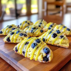 To make these zesty lemon blueberry scones, you will need: - 2 cups all-purpose flour - 1/4 cup granulated sugar - 1 tablespoon baking powder - 1/2 teaspoon salt - 1/2 cup unsalted butter, cold and cubed - 1 cup fresh blueberries (or frozen, thawed and drained) - Zest of 1 lemon - 1/2 cup heavy cream - 1 large egg - 1 teaspoon vanilla extract - 1 tablespoon lemon juice (freshly squeezed) These ingredients combine to create a bright and delightful flavor. The fresh blueberries burst in your mouth, while the lemon adds a zesty kick. You can swap some ingredients if needed. Try these ideas: - Use whole wheat flour for a heartier texture. - Substitute coconut sugar for a different sweetness. - Replace heavy cream with buttermilk for a lighter scone. - Use frozen blueberries if fresh ones aren't available. Just thaw and drain them first. These swaps can change the taste slightly but still work well. Using fresh ingredients really matters. Here are some tips: - Always check the blueberries for mold before using. - Use fresh lemon for zest and juice. It makes a big difference. - Keep the butter cold until you mix it in. This helps the scones rise. - Measure your ingredients accurately for the best results. Fresh ingredients lead to tastier scones. Your effort will show in every bite. Start by gathering all your ingredients. You will need: - 2 cups all-purpose flour - 1/4 cup granulated sugar - 1 tablespoon baking powder - 1/2 teaspoon salt - 1/2 cup unsalted butter, cold and cubed - 1 cup fresh blueberries (or frozen, thawed and drained) - Zest of 1 lemon - 1/2 cup heavy cream - 1 large egg - 1 teaspoon vanilla extract - 1 tablespoon lemon juice (freshly squeezed) Preheat your oven to 400°F (200°C). Line a baking sheet with parchment paper. In a large bowl, mix the flour, sugar, baking powder, and salt. This mix should be smooth. Next, add the cold butter. Use your fingers or a pastry cutter to break it down. Aim for a crumbly texture. Now, gently fold in the blueberries and lemon zest. Be careful not to smash the berries. In another bowl, whisk the heavy cream, egg, vanilla, and lemon juice. Pour this mix into the dry bowl. Stir gently until just combined. It’s okay if it looks a bit lumpy. Dust a surface with flour. Turn the dough out and pat it into a circle, about 1 inch thick. Cut into 8 wedges with a sharp knife. Place the scones on your prepared baking sheet. Make sure to leave space between each one. For a nice finish, brush the tops with some extra heavy cream. Bake in the preheated oven for 15-20 minutes. You want them golden on top. Once baked, take them out and cool on a wire rack for 5 minutes. This helps them set and keeps the bottoms from getting soggy. Serve these warm scones fresh from the oven. Drizzle some lemon icing on top for extra sweetness. To make icing, mix powdered sugar with a little lemon juice. Add a few fresh blueberries on top for a pretty touch. Enjoy them with tea or coffee for a perfect treat! To make fluffy scones, start with cold butter. Cut the butter into small pieces. Mix it into the flour until it looks like coarse crumbs. This helps create air pockets. Those air pockets make the scones rise. Do not overmix the dough. Just combine until it is slightly lumpy. This keeps the scones light and airy. Using lemon zest is key for flavor. It adds a bright and fresh taste. Use a microplane to grate the zest finely. This releases the oils and enhances the lemon flavor. You can also add zest from other citrus fruits. Orange or lime zest can give a new twist. Just remember to balance it with the blueberries for a great taste. One big mistake is overworking the dough. This makes scones tough instead of fluffy. Another mistake is using warm butter. Always make sure your butter is cold. Also, don’t skip the lemon juice. It adds a nice tang and works with the baking powder. Lastly, keep an eye on the baking time. Overbaking can lead to dry scones. You want them golden brown and soft inside. {{image_2}} You can change the flavor by adding different fruits. Raspberries or blackberries work well. You can also try diced strawberries for a sweet twist. Use fresh fruit for the best taste. If using frozen fruit, remember to thaw and drain them. This keeps the dough from getting too wet. If you need a gluten-free option, use a gluten-free flour blend. Many blends work well in baking. Look for a blend that contains xanthan gum. This helps to give the scones a nice texture. Mix in the dry ingredients just like in the original recipe. Enjoy your tasty, gluten-free scones! You can add spices to boost the flavor. A pinch of cinnamon adds warmth. Try a bit of nutmeg for a cozy touch. For a zesty kick, add ginger powder. Just a small amount goes a long way. These spices elevate the scone's taste without overpowering it. Experiment to find your favorite blend! To keep your Zesty Lemon Blueberry Scones fresh, store them in an airtight container. This way, they won’t dry out. You can keep them at room temperature for up to two days. If you need to store them longer, put them in the fridge. They last about a week in the fridge. When you want to enjoy a scone again, reheating is easy. You can use your oven or microwave. For the oven, preheat it to 350°F (175°C). Place the scone on a baking sheet and warm it for about 5-10 minutes. For the microwave, heat it for about 10-15 seconds. Check to make sure it’s warm but not too hot. Freezing your scones is a great idea for later treats. To freeze, wrap each scone tightly in plastic wrap. Then, place them in a freezer-safe bag or container. They stay good for about three months. When you’re ready to eat, just thaw them in the fridge overnight. Then, reheat as needed for a fresh taste. Yes, you can use frozen blueberries for your scones. Just remember to thaw and drain them first. This step helps keep your dough from getting too wet. Frozen blueberries may burst more easily when mixed, adding a lovely color to the dough. To make your scones sweeter, you can add more sugar. Try increasing the granulated sugar by a few tablespoons. Another option is to drizzle honey or maple syrup over the warm scones. This adds both sweetness and a nice touch of flavor. You can serve these scones with many tasty options. A simple lemon icing pairs wonderfully with the lemon flavor. Mix powdered sugar with a little lemon juice for a quick glaze. You might also enjoy them with clotted cream or butter. A hot cup of tea or coffee makes a great drink alongside, too. In this article, we explored how to make Zesty Lemon Blueberry Scones. We covered essential ingredients and possible substitutions. You learned step-by-step instructions for baking and serving. I also shared tips to make your scones fluffy and tasty. Variations let you add fruits or go gluten-free. Lastly, I provided storage methods to keep scones fresh. Now you have the tools to make delicious scones your way. Happy baking!