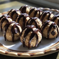 - 1 cup oat flour - 1/2 cup almond flour - 1/2 cup protein powder (vanilla or chocolate) - 1/4 cup maple syrup - 1/4 cup coconut oil, melted - 1/2 teaspoon vanilla extract - 1/4 teaspoon salt - 1/2 cup dark chocolate chips - 2 tablespoons nut butter (peanut or almond) - Oat flour: High in fiber, it helps with digestion and gives energy. - Almond flour: Packed with vitamin E, it supports skin health and gives protein. - Protein powder: Adds protein, helps build muscles, and keeps you full longer. - Maple syrup: A natural sweetener, it has antioxidants that support your health. - Coconut oil: Provides healthy fats that boost energy and support brain health. - Vanilla extract: Offers great flavor and can enhance mood. - Salt: Balances flavors and helps with electrolyte balance. - Dark chocolate chips: Rich in antioxidants, they can improve heart health. - Nut butter: Adds healthy fats and protein, which makes snacks satisfying. - Oat flour: Bob's Red Mill offers a gluten-free option. - Almond flour: Kirkland Signature is a great choice for quality and value. - Protein powder: Optimum Nutrition provides reliable protein with good taste. - Maple syrup: Look for real maple syrup from Maple Grove Farms. - Coconut oil: Nutiva Organic Coconut Oil is a trusted brand. - Dark chocolate chips: Enjoy Life Foods has great dairy-free options. - Nut butter: Justin's makes a tasty and natural nut butter. These ingredients work together to create a tasty treat that's both nutritious and fun to eat! Start by getting your tools ready. You need one large bowl and another smaller bowl. Grab a whisk and a spatula too. First, measure out your dry ingredients. In the large bowl, add 1 cup of oat flour, 1/2 cup of almond flour, 1/2 cup of protein powder, and 1/4 teaspoon of salt. Mix these dry ingredients well. This helps them blend evenly. Now, take the smaller bowl. Whisk together the wet ingredients. Add 1/4 cup of maple syrup, 1/4 cup of melted coconut oil, and 1/2 teaspoon of vanilla extract. Keep whisking until the mixture is smooth. Once done, pour this wet mix into the dry ingredients. Stir until a dough forms. If it feels too dry, add a tablespoon of water or nut milk. This gets you the right cookie dough texture. Next, it’s time to form the bites. Use your hands to scoop small portions of dough. Aim for about 1 tablespoon for each bite. Roll them into small balls. Place these on a baking sheet lined with parchment paper. Once all are formed, pop them into the fridge for at least 30 minutes. This helps them firm up. Enjoy these tasty bites after chilling! To make great cookie dough bites, you need the right texture. Start by mixing your dry ingredients well. This helps them blend evenly. When you add the wet mix, it should come together but not be too sticky. If it feels dry, add a little water or nut milk. Aim for a soft, moldable dough that holds its shape. If you have leftover dough, store it in an airtight container. This keeps it fresh for later use. You can also place the cookie dough bites in the fridge or freezer. If freezing, use parchment paper between layers to avoid sticking. These bites can last up to a month frozen, making them great for meal prep. These cookie dough bites are perfect for snacks or a post-workout treat. Serve them on a nice plate to impress your friends. Drizzle melted chocolate on top for a fancy touch. You can also pair them with fruits or nuts for added flavor and nutrition. Enjoy! {{image_2}} You can make these bites vegan easily. Just swap out the honey for maple syrup. Use a plant-based protein powder, like pea or brown rice. Instead of nut butter, you can try sunflower seed butter. This makes the bites nut-free and just as tasty! To keep these bites gluten-free, use certified gluten-free oats. Ensure your oat flour is also gluten-free. Almond flour is naturally gluten-free, so no changes are needed there. This way, you can enjoy these bites without worry. You can make your bites even more fun by adding different flavors. Try mixing in chopped nuts, like walnuts or pecans, for extra crunch. For sweetness, you can use agave syrup or coconut sugar instead of maple syrup. You can also stir in spices, like cinnamon or nutmeg, for a warm taste. Each twist makes the bites unique! To keep your cookie dough bites fresh, store them in an airtight container. This helps to lock in moisture and flavor. Place parchment paper between layers if you stack them. This prevents them from sticking together. Keep the bites in the fridge if you will eat them within a week. If you plan to keep them longer, freezing is a better option. Freezing these bites is simple. After you form the balls, place them on a baking sheet. Make sure they do not touch each other. Freeze them for about an hour until firm. Once frozen, transfer the bites to a freezer-safe bag. Be sure to label the bag with the date. They can last in the freezer for up to three months. When you want to enjoy them, just thaw in the fridge overnight. These protein chocolate chip cookie dough bites stay fresh in the fridge for about one week. If stored properly in the freezer, they can last up to three months. For the best taste, try to eat them within the first month of freezing. If they start to lose flavor or texture, it’s time to let them go. Enjoying them sooner will ensure the best taste and texture! To make these tasty bites, start with the dry ingredients. In a large bowl, mix one cup of oat flour, half a cup of almond flour, half a cup of protein powder, and a quarter teaspoon of salt. In a separate bowl, whisk together a quarter cup of maple syrup, a quarter cup of melted coconut oil, and half a teaspoon of vanilla extract. Combine the wet and dry mixtures until a dough forms. If it's dry, add a tablespoon of water or nut milk. Finally, fold in half a cup of dark chocolate chips and two tablespoons of nut butter. Scoop the dough into small balls and chill them for at least thirty minutes. Yes, you can substitute some ingredients. For example, if you don’t have oat flour, you can use all-purpose flour. If you're not a fan of almond flour, coconut flour can work too. You can choose any protein powder you like, whether it's vanilla or chocolate. Maple syrup can be swapped with honey or agave nectar. Finally, you can change the nut butter to fit your taste, using cashew or sunflower butter instead. These bites offer several nutritional benefits. The oat flour provides fiber, which helps digestion. Almond flour adds healthy fats and protein. Protein powder boosts your protein intake, helping muscle repair. Dark chocolate chips add antioxidants and a touch of sweetness. Coconut oil supports brain health and adds flavor. Overall, these bites offer a balance of carbs, fats, and proteins, making them a great snack. The bites can last about one week in the fridge. Be sure to store them in an airtight container. This keeps them fresh and prevents them from drying out. If you want to enjoy them longer, consider freezing them instead. Yes, there are several alternatives for protein powder. You can use powdered peanut butter or hemp protein for a nutty flavor. If you prefer plant-based options, pea protein or brown rice protein are great choices. You can even use ground nuts or seeds, but keep in mind this may change the texture a bit. You now have a complete guide to making protein chocolate chip cookie dough bites. We covered the essential ingredients and their benefits. You learned step-by-step how to prepare and mix them. Useful tips were shared to help you create the perfect dough. Plus, we explored tasty variations for everyone, including vegan and gluten-free options. Remember, these bites are not just delicious; they are also nutritious. Enjoy your cooking and feel free to experiment with flavors!
