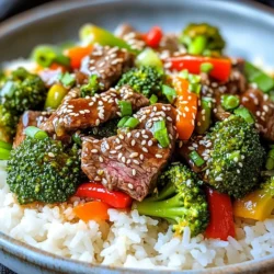 - 1 lb beef sirloin, thinly sliced - 2 cups broccoli florets - 1 red bell pepper, sliced - 1/4 cup soy sauce (or tamari for gluten-free) - 2 tablespoons honey or maple syrup - 1 tablespoon sesame oil - Sesame seeds - Sliced green onions Gather these ingredients before you start cooking. The beef sirloin gives a rich taste, while broccoli and red bell pepper add crunch. The sauce is a sweet mix of soy, honey, and sesame oil. These flavors come together to make a dish that feels both special and quick. The garnishes of sesame seeds and green onions add a lovely touch at the end. Enjoy cooking with these fresh and vibrant ingredients! - Mixing the teriyaki sauce In a small bowl, I mix the soy sauce, honey, sesame oil, minced garlic, and grated ginger. This sauce brings all the flavors together. It is sweet, salty, and very tasty. Set this bowl aside for later. - Creating the cornstarch slurry In another bowl, I combine the cornstarch and water. This slurry helps thicken the sauce. It is simple but very effective. Make sure to mix it well so there are no lumps. - Searing the beef I heat a large skillet or wok over medium-high heat. If needed, I add a little oil to prevent sticking. Once hot, I add the sliced beef in a single layer. I let it sear for about 2-3 minutes. This browns the beef and locks in flavor. Then, I flip it and cook for another 1-2 minutes. After that, I remove the beef from the skillet and set it aside. - Stir-frying the vegetables In the same skillet, I add the broccoli florets and sliced red bell pepper. I stir-fry these vegetables for about 5 minutes. They should be tender but still crisp. This step keeps them bright and tasty. - Thickening the sauce Next, I pour in the prepared teriyaki sauce over the veggies. I stir to coat them well. I let it simmer for 1-2 minutes. Then, I return the beef to the skillet. I add the cornstarch slurry next. I mix everything well and cook for an additional 2-3 minutes. This thickens the sauce and warms everything through. - Serving suggestions I serve this dish over cooked rice or quinoa. Both are great options. They soak up the tasty sauce well. - Garnishing the dish Finally, I garnish with sesame seeds and sliced green onions. This adds a nice crunch and color. It makes the dish look beautiful too. To get the best sear on the beef, start with a hot skillet. - Cook the beef in a single layer. - Let it sit without moving for 2-3 minutes. - Flip it to brown the other side for 1-2 minutes. For crisp-tender vegetables, stir-fry them quickly. - Use high heat and keep them moving in the pan. - Cook broccoli and bell pepper for about 5 minutes. - Aim for bright colors and a slight crunch. To adjust the sweetness of the teriyaki sauce, add more honey or maple syrup. - Start with 2 tablespoons, then taste and add more if needed. - For a less sweet sauce, reduce the honey to 1 tablespoon. If you want to add spice, consider red pepper flakes or sriracha. - Start with a pinch and adjust to your taste. - This adds warmth without overpowering the dish. For cooking, a large skillet or wok works best. - A wok heats quickly and allows for fast cooking. - A heavy skillet can also give a good sear on the beef. Essential cooking utensils include a wooden spoon and measuring cups. - Use a wooden spoon to stir without scratching the pan. - Measuring cups ensure perfect ingredient amounts for sauce and slurry. {{image_2}} You can switch the beef for chicken or tofu. Both options work great and add new flavors. For veggies, try snap peas or carrots instead of broccoli and red bell pepper. These choices keep your meal fresh and fun. If you're gluten-free, use tamari instead of soy sauce. This small change ensures you enjoy the same great taste. For a low-carb meal, skip the rice or quinoa. Instead, serve it over cauliflower rice or just enjoy it on its own. Want more flavor? Add spices like red pepper flakes or black pepper. Fresh herbs like cilantro or basil can also brighten your dish. For a sweet twist, toss in some pineapple chunks. They add a nice contrast to the savory teriyaki sauce. To store your Minute Teriyaki Beef & Broccoli, place leftovers in an airtight container. This keeps them fresh. The dish will last for about three to four days in the fridge. Be sure to let it cool down before sealing it up. You can also freeze beef and broccoli for later. First, let the dish cool completely. Then, transfer it to a freezer-safe container. It can stay frozen for up to three months. When you're ready to eat, thaw it overnight in the fridge. To reheat, you have a couple of choices. The stovetop is best for keeping the texture. Just heat it in a skillet over medium heat. Stir it often to warm evenly. If you use a microwave, do it in short bursts. This way, you avoid soggy beef and broccoli. It takes about 10 minutes to prep. You will need another 10 minutes to cook. So, the total time is 20 minutes. This makes it a quick meal option. Yes, you can make this dish ahead of time. Cook the beef and broccoli, then let it cool. Store it in an airtight container in the fridge. It will stay good for about three days. Just reheat it on the stove or microwave before serving. You can serve this dish over cooked rice or quinoa. Both options soak up the sauce well. For a lighter meal, serve it with a side salad. Add some cucumber or carrots for crunch. Enjoying it with steamed rice is a classic choice too! This blog post showed how to make Minute Teriyaki Beef & Broccoli. We covered the key ingredients, from sirloin to crunchy veggies. I shared tips on cooking and sauce customization to fit your taste. We also looked at variations for different diets and how to store leftovers. Making this dish is easy and fun. You can enjoy a delicious meal that fits your needs. Now, you are ready to cook it your way!