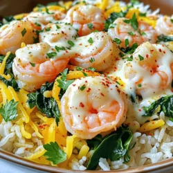 - Medium Shrimp: Use 1 pound of medium shrimp, peeled and deveined. They cook quickly and stay juicy. - Rice Options: Choose between 1 cup of jasmine or basmati rice. Both types have great flavor and texture. - Key Seasonings: You need 1 tablespoon of olive oil, 2 cloves of minced garlic, and 1/2 teaspoon of red pepper flakes. These add depth and a little heat. - Parmesan Cheese: Use 1/2 cup of grated Parmesan cheese. Choose a good quality, aged cheese for the best flavor. The texture should be fine so it melts easily and coats the shrimp well. - Fresh Spinach: You will need 1 cup of roughly chopped fresh spinach. It adds color and nutrition. If you don’t have spinach, kale or arugula work well too. To start, rinse the rice under cold water. This step helps remove excess starch. You want the water to run clear. Next, in a medium pot, combine the rinsed rice with vegetable broth. The broth adds great flavor. Bring it to a boil over medium heat. Once it boils, cover the pot and reduce the heat to low. Let the rice cook for 15 minutes. It should become fluffy and absorb all the liquid. While the rice cooks, heat olive oil in a large skillet over medium heat. Add minced garlic and sauté it for about one minute. You want to smell that garlic aroma! Next, add the shrimp to the skillet. Season them with salt, pepper, and red pepper flakes if you like some heat. Cook the shrimp for 2-3 minutes on each side. They should turn pink and opaque when done. Once the shrimp is cooked, stir in the chopped spinach. Mix until it wilts down. This adds color and fresh flavor. Then, remove the skillet from the heat. Add the grated Parmesan cheese and toss everything together. The cheese should melt and coat the shrimp nicely. Now, when the rice is ready, fluff it up with a fork. Divide it into serving bowls. Top each bowl with the shrimp mixture. For a finishing touch, garnish with chopped parsley. This adds a pop of color and freshness. Enjoy your delightful rice bowls! Timing for optimal doneness Cook the shrimp for 2-3 minutes on each side. They turn pink and opaque when done. This shows they are cooked perfectly. How to avoid overcooking Keep an eye on the shrimp. Overcooked shrimp become tough and rubbery. Remove them from heat as soon as they are done. Cooking them fast helps keep their nice texture. Alternatives if broth is unavailable If you do not have vegetable broth, use water. You can also use chicken broth. Both add flavor to the rice. Fluffing techniques for the best texture Once the rice is done, use a fork to fluff it. This helps separate the grains. Fluffy rice makes the dish look and taste better. Additional herbs and toppings Sprinkle fresh parsley on top for color and taste. You can also add basil or chives. These herbs bring a fresh note to the dish. Recipes for serving ideas Serve the rice bowls in deep dishes. For a flavor boost, drizzle a bit of olive oil over the top. This extra touch makes your meal shine! {{image_2}} You can swap shrimp for other proteins. Chicken works well. Tofu is another great choice for a vegetarian meal. For veggies, try adding bell peppers or zucchini. These add colors and nutrients to the dish. You can use any veggies you love. Lemon zest brings a bright taste to this dish. Soy sauce adds a savory depth. These sauces can change the flavor profile nicely. You can also add nuts or seeds. Toasted pine nuts or sesame seeds add crunch. They also boost the nutrition of your meal. If you need a gluten-free dish, check your broth. Some brands contain gluten. Use gluten-free soy sauce if you add any. For a vegetarian option, skip the shrimp. Use chickpeas for protein instead. They pair well with the rice and cheese, too. To keep your shrimp rice bowls fresh, store them in airtight containers. Make sure the bowls cool down before sealing. Place them in the fridge within two hours of cooking. They are best eaten within three days. This keeps the shrimp tender and the rice fluffy. If you add any veggies, check for freshness before eating. Avoid leaving leftovers out for too long to prevent spoilage. If you want to save some for later, freezing works well. First, let the shrimp rice bowls cool completely. Divide them into single-serving portions. Use freezer-safe bags or containers for storage. Remove as much air as possible to prevent freezer burn. You can freeze these for up to two months. Just remember, the texture may change a bit after thawing. When you are ready to eat, there are safe ways to reheat your bowls. The microwave works well for quick reheating. Place the bowl in the microwave and cover it with a damp paper towel. Heat in 30-second intervals until warm. Stir in between to ensure even warming. You can also reheat in a skillet over low heat. Just add a splash of water or broth to keep it moist. Enjoy your meal hot! It takes about 25 minutes to make this dish. - Prep Time: 10 minutes - Cooking Time: 15 minutes In just a short time, you can have a tasty meal ready. The rice cooks while you prepare the shrimp. This makes it easy to manage your time in the kitchen. Yes, you can use frozen shrimp. Just make sure to thaw them first. - Place frozen shrimp in cold water for about 10-15 minutes. - Once thawed, peel and devein if needed. Using frozen shrimp can save time and still give you great flavor. Just ensure they are fully thawed before cooking. If you don’t have Parmesan, try these alternatives: - Pecorino Romano for a sharper taste. - Grana Padano for a similar texture. - Nutritional yeast for a dairy-free option. These substitutes will keep your dish rich and tasty. Choose based on what you have and your taste preference. This post covered how to make delicious Minute Parmesan Shrimp Rice Bowls. We talked about key ingredients like shrimp, rice, and vegetables. I shared step-by-step cooking instructions. You learned tips to perfect your dish and ways to change it up. Finally, we looked at storage and answered common questions. Now, with these easy steps and ideas, you can enjoy a tasty meal. Get creative and make this dish your own! Happy cooking!