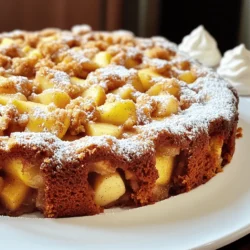 To make this Cinnamon Apple Crumble Coffee Cake, you will need the following items: - 2 cups all-purpose flour - 1 cup granulated sugar - 1/2 cup unsalted butter, softened - 1/2 cup brown sugar, packed - 1 teaspoon baking powder - 1 teaspoon baking soda - 1 teaspoon ground cinnamon - 1/2 teaspoon salt - 1 cup sour cream - 2 large eggs - 2 cups peeled and diced apples (any sweet variety, like Honeycrisp or Fuji) - 1/2 cup chopped walnuts (optional) For the crumble topping: - 1/2 cup all-purpose flour - 1/4 cup brown sugar, packed - 1 teaspoon cinnamon - 1/4 cup cold unsalted butter, cubed If you need to swap some ingredients, here are a few ideas: - Granulated sugar: You can use coconut sugar or maple sugar. - Unsalted butter: Try using coconut oil for a dairy-free option. - Sour cream: Greek yogurt works well as a substitute. - Apples: If you want a tart flavor, use Granny Smith apples. These swaps can change the taste a bit but still keep the cake tasty. To get the best flavor in your coffee cake, choose sweet apples. Here are my top picks: - Honeycrisp: They are sweet and juicy, perfect for baking. - Fuji: These apples are crisp and have a good balance of sweet and tart. - Gala: They are sweet and add a nice flavor to the cake. Using these apple types will give you a delicious, flavorful treat. Start by preheating your oven to 350°F (175°C). This helps the cake cook evenly. Grease a 9x13 inch baking dish with butter or line it with parchment paper. In a large bowl, cream together the softened butter, granulated sugar, and brown sugar until you have a light and fluffy mix. This step is key to a soft cake. Next, add the eggs one at a time. Mix well after each egg. Then, stir in the sour cream. In a separate bowl, whisk together the all-purpose flour, baking powder, baking soda, ground cinnamon, and salt. Slowly add this dry mix to your wet mix. Be careful not to over-mix; just blend until combined. Now, fold in the diced apples and walnuts, if you choose to use them. Make sure the apples are spread evenly throughout the batter. Pour the batter into the prepared dish and spread it out evenly. For the crumble topping, grab a medium bowl. Mix together the flour, brown sugar, and cinnamon. Add the cold, cubed butter. Use your fingers or a pastry cutter to combine the butter into the dry mix. You want it to be crumbly. It should resemble small pebbles. Once the crumble is ready, sprinkle it evenly over the cake batter. This topping adds a delightful crunch to each bite. Place your baking dish in the preheated oven. Bake for about 30-35 minutes. To check if it's done, insert a toothpick into the center. If it comes out clean, your cake is ready. Let the cake cool in the dish for about 10 minutes. After that, transfer it to a wire rack to cool completely. This step helps keep the cake from getting soggy. Enjoy the wonderful smell that fills your kitchen! To make your coffee cake fluffy, here are some tips: - Use room temperature ingredients. This helps them mix well. - Cream the butter and sugars until light. This adds air to the batter. - Don’t over-mix. Stir just until combined for a soft texture. - Use fresh baking powder and baking soda. This gives the cake a nice rise. Avoid these common mistakes to ensure success: - Don’t skip greasing the pan. This prevents sticking. - Measure flour correctly. Too much can make the cake dense. - Check the oven temp with a thermometer. An oven that is too hot can burn the cake. - Allow the cake to cool before slicing. This keeps the texture intact. This coffee cake shines on its own, but you can enhance it: - Serve warm with a sprinkle of powdered sugar. - Add a dollop of whipped cream for richness. - Pair with coffee or spiced tea for a cozy treat. - Try it with vanilla ice cream for a dessert twist. Enjoy these tips to make your Cinnamon Apple Crumble Coffee Cake truly irresistible! {{image_2}} To make this cake gluten-free, swap all-purpose flour with a gluten-free blend. Make sure the blend contains xanthan gum for the best texture. Your cake will still be soft and moist. You can enjoy the same great flavors and the warm spice of cinnamon. Always check that your other ingredients, like baking powder and sugar, are also gluten-free. You can change this cake based on what's in season. For fall, add chopped walnuts for a nice crunch. In summer, try using fresh berries like blueberries or raspberries. Each fruit adds its own flavor. You can also mix apples with pears for a unique twist. This keeps the cake fresh and fun all year round. To make a vegan version, replace eggs with flax eggs. Mix one tablespoon of ground flaxseed with three tablespoons of water and let it sit for five minutes. Use a vegan sour cream or unsweetened applesauce instead of regular sour cream. Replace the butter with coconut oil or vegan margarine. This way, you can enjoy a tasty cake that fits a plant-based diet. Storing your leftover Cinnamon Apple Crumble Coffee Cake is simple. First, let the cake cool completely. Then, cover it tightly with plastic wrap or foil. This helps keep the moisture in and stops the cake from drying out. You can also store it in an airtight container. It will stay fresh for up to three days at room temperature. If you want to keep it longer, consider freezing it. Freezing this cake is a great option if you want to save some for later. Start by cutting the cake into slices. Wrap each slice tightly in plastic wrap. Then, place them in a freezer-safe bag or container. Make sure to label the bag with the date. The cake can stay frozen for up to three months. When you’re ready to enjoy it, just take out the slices you need. To reheat your cake, you can use the oven or microwave. If using the oven, preheat it to 350°F (175°C). Place the slice on a baking sheet and heat for about 10 minutes. This method helps keep the cake moist. If you’re in a hurry, the microwave works too. Heat each slice for about 15-20 seconds. Just be careful not to overheat, or the cake may become tough. Enjoy your warm cake with a sprinkle of powdered sugar! Yes, you can use many types of apples. I recommend sweet varieties like Honeycrisp or Fuji. They add great flavor and sweetness. You can mix different apples for a unique taste. Tart apples, like Granny Smith, can work too. Just balance them with more sugar to keep it sweet. To make the cake moist, use more sour cream. You can add an extra 1/4 cup. This keeps the cake soft and tender. Also, don't overmix the batter. Mix just until combined. Overmixing can make the cake dry. Lastly, avoid baking it too long. Check for doneness a few minutes early. I love to serve this cake warm. A sprinkle of powdered sugar adds a nice touch. Pair it with whipped cream for extra flavor. You can also serve it with a scoop of vanilla ice cream. This makes it extra special. Enjoy it with coffee or tea for a perfect treat! In this post, I shared how to make a delicious cinnamon apple crumble coffee cake. You learned about the ingredients, step-by-step instructions, and helpful tips. I also covered variations and storage ideas. This cake tastes great any time you serve it. With simple swaps and tips, you can make it yours. Enjoy baking, and remember to share it with friends and family!