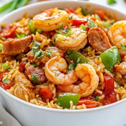 To make a true Cajun jambalaya, you need fresh and bold ingredients. Here are the key items: - 1 lb chicken thighs, boneless and skinless, diced - 1 lb shrimp, peeled and deveined - 1 and 1/2 cups andouille sausage, sliced - 1 large onion, chopped - 1 green bell pepper, chopped - 1 red bell pepper, chopped - 3 cloves garlic, minced - 1 can (14 oz) diced tomatoes with juice - 3 cups chicken broth - 2 cups long-grain rice - 2 tablespoons Cajun seasoning - 1 teaspoon dried thyme - 1 teaspoon smoked paprika - 2 bay leaves - Salt and pepper to taste - 3 tablespoons vegetable oil - 1/4 cup green onions, sliced (for garnish) - Fresh parsley, chopped (for garnish) These ingredients work together to create the rich, flavorful dish we love. For the best flavor, I recommend using high-quality andouille sausage. Some great brands include: - Aidells - Johnsonville - Andouille from local butchers These options offer a nice balance of spice and smokiness. They will enhance your jambalaya's flavor. Sometimes you may not find certain ingredients. Here are some easy swaps: - Chicken: Use turkey or pork instead. - Shrimp: Try crawfish or diced fish for seafood swaps. - Andouille sausage: Use kielbasa or smoked sausage if needed. - Long-grain rice: Substitute with jasmine or basmati rice. These substitutes help you stay on track without losing the spirit of the dish. {{ingredient_image_1}} Start by heating 3 tablespoons of vegetable oil in a large skillet or Dutch oven. Use medium heat for best results. Add 1 pound of diced chicken thighs to the skillet. Cook them for about 6 to 8 minutes. You want the chicken to turn golden brown. Once browned, remove the chicken and set it aside. In the same skillet, add 1 and 1/2 cups of sliced andouille sausage. Cook this for 3 to 4 minutes until it begins to brown. This step brings out great flavor. Next, add the chopped onion, green bell pepper, and red bell pepper to the skillet. You should sauté these for about 5 minutes. They need to soften up nicely. After that, stir in 3 cloves of minced garlic. Cook for another minute. This step fills your kitchen with a wonderful aroma. Now it's time to bring everything together. Return the browned chicken to the skillet. Add in 1 can of diced tomatoes with juice, 3 cups of chicken broth, and 2 cups of long-grain rice. Then, sprinkle in 2 tablespoons of Cajun seasoning, 1 teaspoon of dried thyme, 1 teaspoon of smoked paprika, and 2 bay leaves. Stir well to mix everything. Bring the mixture to a boil. Once boiling, reduce the heat to low. Cover the skillet and let it simmer for about 20 minutes. This allows the rice to cook nearly through. After that, add 1 pound of peeled and deveined shrimp. Stir gently and cover again. Cook for an additional 5 to 7 minutes until the shrimp are pink and done. After cooking, remove the bay leaves and season with salt and pepper to taste. Let the jambalaya sit for 5 minutes before serving. To get real Cajun flavor, use fresh ingredients. Choose high-quality Cajun seasoning. It should have a good mix of spices. Don't skip the andouille sausage; it adds depth. Consider adding some cayenne pepper for heat. Cooking over medium heat helps build flavor. Let the ingredients mingle during cooking. The longer they cook, the better the taste. Cooking rice in jambalaya is key. Use long-grain rice for the best texture. Rinse the rice to remove excess starch. This keeps the grains separate and fluffy. When you add the rice, make sure to stir. This helps it absorb the flavors. Cover the pot tightly while simmering to trap steam. Let it sit after cooking; this helps finish the rice. One common mistake is overcooking the shrimp. Shrimp cook quickly, so watch them closely. Another mistake is using too much liquid. Follow the recipe for the right amount of broth. If you add too much, the dish becomes soupy. Don't rush the browning of the meats; it adds flavor. Lastly, avoid skipping the resting time; it allows flavors to blend. Pro Tips Use Fresh Ingredients: Fresh vegetables and herbs enhance the flavor significantly, making your jambalaya more vibrant and delicious. Customize the Spice Level: Adjust the amount of Cajun seasoning to suit your taste. For a milder dish, start with less and add more as needed. Let it Rest: Allowing the jambalaya to sit for a few minutes before serving helps the flavors meld together and makes for a better presentation. Experiment with Proteins: Feel free to swap the shrimp and chicken with other proteins like crawfish or tofu to create your unique version of jambalaya. {{image_2}} You can use many types of seafood in jambalaya. Shrimp is classic, but try adding crab or crawfish. Both bring a sweet taste that pairs well with spices. You can also mix in scallops or clams. Just be careful not to overcook them. They need only a few minutes to cook through. You can make a tasty vegetarian jambalaya too. Use hearty veggies like zucchini, mushrooms, and carrots. Swap chicken broth for vegetable broth. For protein, add chickpeas or black beans. Tofu is another great choice. It soaks up flavors well. Don't forget to add your favorite Cajun spices to keep it bold and flavorful. Jambalaya can be as spicy as you want. To make it spicy, add more Cajun seasoning or diced jalapeños. If you prefer mild, use less seasoning and skip spicy peppers. You can still enjoy rich flavors without the heat. Adjust according to your taste, and everyone can enjoy their bowl of jambalaya! After you make jambalaya, let it cool down. Place it in an airtight container. Store it in the fridge. Leftovers will stay fresh for about 3 to 4 days. When you want to eat it again, check for any off smells or changes in color. You can freeze jambalaya for up to 3 months. Use a freezer-safe container or a heavy-duty freezer bag. Make sure to leave some space at the top. The rice expands when frozen. Label the container with the date. This way, you’ll know when to use it. To reheat, you can use the stove or microwave. If using the stove, add a splash of broth or water. This helps keep it moist. Heat on low, stirring often until hot. If using a microwave, cover the dish. Heat in short bursts, stirring in between. Enjoy it just like the first time! Jambalaya is a rice dish from Louisiana. It mixes meat, seafood, and vegetables. This dish has roots in Creole and Cajun cultures. It shows the blend of French, Spanish, and African cuisines. Jambalaya is often cooked at gatherings and celebrations. It symbolizes community and sharing. Yes, you can prepare jambalaya ahead of time. It tastes even better the next day. Just cook it, let it cool, and store it in a fridge. To reheat, warm it on the stove or in the microwave. Add a splash of broth if it seems dry. Authentic Cajun jambalaya has a good kick. It uses Cajun seasoning, which varies in heat. Some people find it very spicy, while others enjoy the flavor without too much heat. Adjust the seasoning to your taste. You can start with less and add more if needed. Many side dishes go well with jambalaya. Here are some tasty options: - Crusty French bread - Green salad with vinaigrette - Coleslaw for a crunchy contrast - Cornbread for a sweet touch - Fried okra as a classic Southern side This blog post covered how to make a great Cajun Jambalaya. We looked at key ingredients, like authentic sausage and useful substitutes. I shared steps to prepare your dish, from cooking the meats to blending in vegetables. You learned tips for great flavor and cooking rice just right. We explored fun variations too, including seafood and vegetarian options. Proper storage and reheating tips will keep your jambalaya tasting fresh. Make your next Cajun meal yummy and stress-free with these insights. Enjoy cooking!
