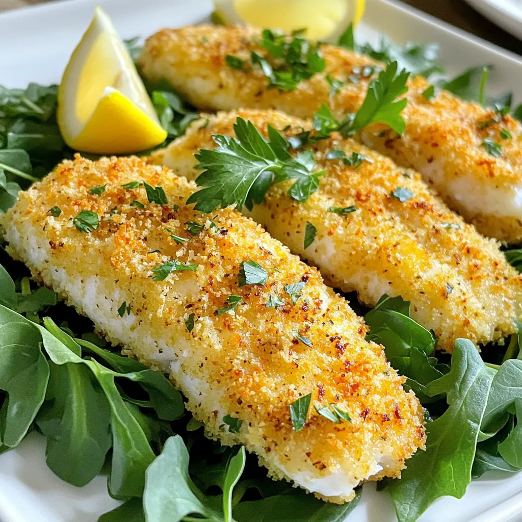 - 4 tilapia fillets - 1 cup grated Parmesan cheese - 1 cup breadcrumbs (preferably panko for extra crunch) - 1 tablespoon garlic powder - 1 tablespoon dried parsley - 1 teaspoon paprika - 1/2 teaspoon salt - 1/4 teaspoon black pepper - 2 large eggs, beaten - 2 tablespoons olive oil When making Air Fryer Parmesan Crusted Tilapia, you need fresh, high-quality ingredients. Start with tilapia fillets. They should be firm and bright. The Parmesan cheese adds a rich flavor. I prefer using grated cheese for a better coating. Breadcrumbs give you that satisfying crunch. Panko is my go-to choice because it is light and crispy. For seasoning, garlic powder gives a nice kick. Dried parsley adds a touch of color and flavor. Paprika brings warmth and a hint of sweetness. Salt and black pepper enhance all the tastes. Make sure to measure these well for balance. The eggs are crucial for the coating. They help the cheese and breadcrumbs stick. Beaten eggs create a smooth layer. Olive oil is essential for that golden, crispy finish. A light spray on the fillets helps them crisp up in the air fryer. Each ingredient plays a key role in creating a delicious meal. - Set your air fryer to 400°F (200°C). - Preheat for about 5 minutes. This helps the fish cook evenly. - In a shallow dish, mix together: - 1 cup grated Parmesan cheese - 1 cup breadcrumbs (panko works best) - 1 tablespoon garlic powder - 1 tablespoon dried parsley - 1 teaspoon paprika - 1/2 teaspoon salt - 1/4 teaspoon black pepper - Make sure to mix well. Even distribution is key for great flavor. - Pat the tilapia fillets dry with paper towels. This helps the coating stick. - Dip each fillet into 2 beaten eggs. Let any extra drip off. - Coat the fillet in the Parmesan breadcrumb mix. Press gently for even coverage. - Place the coated fillets in the air fryer basket. They should be in a single layer. - Cook for 8-10 minutes. Flip them halfway through. They are done when golden brown and flake easily. - Let the tilapia rest for 2 minutes before serving. - Serve on a bed of mixed greens or steamed veggies. - Garnish with lemon wedges and a sprig of parsley for a fresh touch. To get that perfect crunch, use olive oil spray. This helps the coating turn golden and crispy. Without it, the crust can end up soggy. I love using panko breadcrumbs for extra texture. They add a light and airy crunch that standard breadcrumbs can't match. When using frozen tilapia, thaw it properly. The best method is to place it in the fridge overnight. If you're short on time, run it under cold water for about 30 minutes. After thawing, drying the fillets is key. Use paper towels to pat them dry. This way, the coating sticks well and gives you that crispiness you want. To add more flavor, mix spices into your breadcrumb mixture. Try adding a pinch of cayenne for some heat or Italian herbs for a twist. Marinating the tilapia before coating can also boost flavor. A simple mix of lemon juice, garlic, and olive oil works wonders. Let it sit for about 15 minutes for the best taste. {{image_2}} You can swap out Parmesan for other cheeses. Try mozzarella for a milder taste. Cheddar adds a sharp kick. Mixing cheeses can boost flavor. Combine Parmesan with mozzarella for a creamy crust. Experimenting keeps meals fresh and fun! If you need gluten-free options, use almond flour or gluten-free breadcrumbs. Panko works best for a crispy texture, but crushed crackers or cornflakes are great too. They add crunch and flavor. Feel free to mix and match for your perfect coating! Adding veggies makes your meal balanced and colorful. Serve with steamed broccoli or a side salad. You can also roast vegetables in the air fryer alongside the fish. Toss in some bell peppers or zucchini for extra taste. These additions make your dish more nutritious and vibrant! To keep your Air Fryer Parmesan Crusted Tilapia fresh, follow these tips: - Place leftover tilapia in an airtight container. - Store it in the fridge within two hours of cooking. - Make sure to consume it within three days for best taste. To reheat your tilapia and keep it crispy: - Use your air fryer set to 350°F (175°C). - Heat for about 5 minutes, flipping halfway through. - If using a microwave, place the fillet on a plate. - Cover it with a damp paper towel and heat for 30 seconds. Yes, you can freeze cooked tilapia! Here’s how: - Let the fillets cool completely before freezing. - Wrap each fillet tightly in plastic wrap, then place in a freezer bag. - Use within three months for the best flavor. - To freeze before cooking, coat the fillets as instructed, then freeze them raw. - Cook from frozen, adding a few extra minutes to the air fryer time. You can tell tilapia is cooked by checking a few signs: - The fish will turn from translucent to opaque. - It should flake easily with a fork. - The internal temperature should reach 145°F (63°C). When these signs are present, your tilapia is ready to eat! Yes, you can use frozen tilapia. Thawing it first gives better results. Here’s how to thaw: - Place the frozen fillets in the fridge overnight. - If you're short on time, seal the fillets in a bag and submerge in cold water for about an hour. Once thawed, pat them dry with paper towels for the best coating. The coating has both good and bad points. Here’s a quick breakdown: - Parmesan cheese adds protein and flavor but is high in sodium. - Panko breadcrumbs provide crunch but can add carbs. For a healthier twist, try using whole wheat breadcrumbs or almond flour. You can reduce cheese too. Adjusting these can make your dish lighter! This blog post covered how to make crispy air fryer tilapia. You learned about key ingredients like tilapia, Parmesan cheese, and breadcrumbs. I shared tips for perfecting your coating and cooking methods. You gained insight into flavor variations and storage tips. Remember, trying new spices or cheese can make this dish your own. With these steps, serving a delicious meal gets easier. Enjoy your cooking adventure and the tasty results!