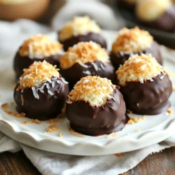 - 1 cup unsweetened shredded coconut - 1 cup almond flour - 1/4 cup maple syrup - 1/4 cup coconut cream - 1 teaspoon vanilla extract - A pinch of salt - 1/2 cup dark chocolate chips (dairy-free option) - Extra shredded coconut for rolling To make No-Bake Coconut Cream Balls, gather these ingredients first. Unsweetened shredded coconut gives the balls a rich coconut flavor. Almond flour adds a nice texture. Maple syrup provides sweetness, while coconut cream keeps them moist and creamy. Vanilla extract boosts the taste. A pinch of salt helps balance the flavors. You can use dark chocolate chips to coat the balls, and there's a dairy-free option if needed. The extra shredded coconut is for rolling the finished balls. Having everything ready makes the process smooth and fun. This recipe is quick and easy. You only need a mixing bowl and a tray. Once you have your ingredients, you can create a tasty treat in no time! {{ingredient_image_1}} First, gather your bowl and all your ingredients. Add the shredded coconut and almond flour. Next, pour in the maple syrup, coconut cream, and vanilla extract. Don’t forget the pinch of salt! Mix everything well until you have a sticky dough. This dough should hold together but not be too wet. If it feels too dry, you can add a tiny bit more coconut cream. Now it’s time to shape the dough. Take small portions, about the size of a golf ball. Roll each piece into a nice 1-inch ball. Place the balls on a tray lined with parchment paper. This helps prevent sticking and makes cleanup easy. Once all the balls are shaped, place the tray in the refrigerator. Let them chill for about 30 minutes. This will help them firm up. While your coconut balls chill, melt the dark chocolate chips. Use a microwave-safe bowl and microwave in 20-second bursts, stirring well each time. Once smooth, remove the balls from the fridge. Dip each ball in the melted chocolate, making sure they are fully coated. Roll them in extra shredded coconut for a nice touch. Put them back on the tray and chill for another 15 minutes to set the chocolate. Enjoy your tasty treat! Using coconut cream is key for a rich flavor. It helps the balls stay moist. If you want to adjust sweetness, maple syrup is your best friend. Start with 1/4 cup, then taste. Add a bit more if you like it sweeter. To melt chocolate, break it into small pieces. Use a microwave-safe bowl. Heat in 20-second bursts, stirring in between. This keeps the chocolate from burning. If you're out of dark chocolate, try using white chocolate or yogurt. Both work well for coating. For a fun touch, roll the balls in extra shredded coconut. It adds texture and looks pretty. You can serve these at parties on a nice plate. They make a great treat for guests of all ages! Pro Tips Use Fresh Ingredients: Always opt for fresh and high-quality coconut and almond flour to enhance the flavor and texture of your coconut cream balls. Chill for Better Coating: Chilling the coconut balls before dipping in chocolate helps the chocolate adhere better and gives a smoother finish. Experiment with Flavors: Feel free to add other extracts like almond or coconut for a unique twist on your coconut cream balls. Storage Tips: Store the finished coconut cream balls in an airtight container in the refrigerator to keep them fresh and delicious for up to a week. {{image_2}} You can boost the flavor of your No-Bake Coconut Cream Balls in fun ways. Try adding cocoa powder to create a chocolate version. Just mix in a few tablespoons with the other dry ingredients. You can also add spices like cinnamon or nutmeg for a warm twist. Another great idea is to incorporate nuts or seeds. Chopped almonds or walnuts add a nice crunch. You can also try chia seeds or pumpkin seeds for extra nutrition. If you prefer natural sweeteners, honey or agave nectar work well. They can replace maple syrup in equal amounts. Just remember, honey adds its own unique flavor. Adjust the sweetness to your taste. This works great for different diets too. If you need it vegan, stick with maple syrup or agave. Each sweetener brings its own charm to these treats. Coating your coconut balls can change their look and texture. Rolling them in chopped nuts gives a nice crunch and flavor. It also adds a pretty finish. You can also use white chocolate or a yogurt coating. Melt them like you do with dark chocolate. Dip your coconut balls in them for a creamy outer layer. It’s a sweet treat that pops with flavor! To keep your No-Bake Coconut Cream Balls fresh, store them in the fridge. Use an airtight container. They can last up to a week when stored this way. If you want to keep them longer, freezing works well too. Just place them in a freezer-safe bag. They can stay good for a month in the freezer. These coconut balls taste best when cold. Serve them straight from the fridge for a refreshing bite. They also pair nicely with other desserts. Try them with fresh fruit or a scoop of dairy-free ice cream. You can even serve them at parties as a sweet treat. No-Bake Coconut Cream Balls can last about one week in the fridge. Make sure to store them in an airtight container. This keeps them fresh and tasty for longer. If you want to keep them longer, you can freeze them. They can stay in the freezer for up to three months. Just remember to let them thaw in the fridge before enjoying them again. Yes, you can use other types of flour. Coconut flour works well, but you will need less. Start with 1/3 cup and adjust as needed. You can also use oats ground into flour for a different texture. Just make sure the flour you choose suits your taste and diet. If you don't have maple syrup, honey is a great substitute. You can also use agave nectar or brown rice syrup. Each option adds a unique flavor. Just remember that honey is not vegan, while agave is a good choice for vegans. Yes, these coconut balls are gluten-free! The main ingredients like almond flour and shredded coconut contain no gluten. This makes them safe for those with gluten sensitivities. Always check your labels to ensure the ingredients are labeled gluten-free, just to be safe. To make these coconut balls vegan, simply use maple syrup instead of honey. Also, choose dairy-free chocolate chips for coating. Most dark chocolate chips are naturally dairy-free, but it’s good to check the label. With these swaps, you have a tasty vegan treat! You’ve learned how to make delicious No-Bake Coconut Cream Balls. We covered key ingredients like coconut cream and maple syrup, and I shared step-by-step instructions for mixing, shaping, and chilling. Remember to adjust sweetness and try different coatings for fun variations. Proper storage helps keep them fresh for longer. With these tips, you can enjoy tasty treats anytime. Try making them for your next party or snack!
