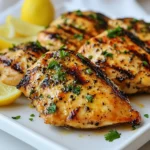 For Lemon Pepper Chicken, you will need: - 4 boneless, skinless chicken breasts - 2 tablespoons olive oil - 2 teaspoons lemon zest - 1/4 cup freshly squeezed lemon juice - 2 teaspoons black pepper (freshly cracked) - 1 teaspoon garlic powder - 1 teaspoon onion powder - Salt to taste - Fresh parsley, chopped (for garnish) These ingredients come together to create a bright, zesty flavor that makes the chicken shine. If you need to swap some items, here are a few ideas: - Olive oil: You can use avocado oil or canola oil. - Lemon zest: Try using lime zest for a different twist. - Black pepper: If you prefer less heat, use white pepper instead. - Garlic powder: Fresh minced garlic works well, just use less. - Onion powder: You can use finely chopped onion instead. These swaps still keep the dish tasty without losing the essence of lemon pepper. The ingredients in this recipe offer many health benefits: - Chicken breasts: These are a great source of lean protein. - Olive oil: It is rich in healthy fats and antioxidants. - Lemon juice: This adds vitamin C and helps with digestion. - Black pepper: It has anti-inflammatory properties and aids in digestion. - Garlic: This can boost the immune system and has heart health benefits. Using these ingredients not only makes the dish flavorful but also nutritious. {{ingredient_image_1}} Start by making the marinade. In a medium bowl, mix olive oil, lemon zest, lemon juice, black pepper, garlic powder, onion powder, and salt. Whisk until it looks well mixed. Take your chicken breasts and place them in a large bag or shallow dish. Pour the marinade over the chicken. Make sure each piece is covered. Seal the bag or cover the dish with plastic wrap. Put it in the fridge for at least 30 minutes. For more flavor, you can marinate the chicken for up to 4 hours. Before you cook, heat your grill or grill pan on medium. Take the chicken out of the marinade. Let any extra marinade drip off. Place the chicken on the hot grill. Cook for about 6-8 minutes on each side. Use a meat thermometer to check that it reaches 165°F (75°C). You want nice grill marks and a golden color. Once the chicken is cooked, move it to a plate. Let it rest for about 5 minutes. This helps keep the juices inside. After resting, slice the chicken into pieces. Sprinkle fresh, chopped parsley on top for color and taste. You can serve it on mixed greens or with roasted vegetables. A drizzle of extra lemon juice adds brightness! To get those tasty grill marks, first, preheat your grill well. Aim for medium heat. Place the chicken on the grill and do not move it for about 3-4 minutes. This helps form nice marks. After that, flip the chicken and repeat. The marks add a great look and flavor. Use a meat thermometer to check the chicken. The safe internal temperature is 165°F (75°C). This keeps the chicken juicy and safe to eat. If you want a golden color, grill until you see a nice char. Remember, every grill is different, so keep an eye on the time. You can boost the flavor of your Lemon Pepper Chicken easily. Try adding fresh herbs like thyme or rosemary in the marinade. These herbs add a fresh taste. You can also mix in some honey for a sweet touch. A pinch of red pepper flakes can add a nice kick too. Experiment with what you like best! Pro Tips Marinate Longer for More Flavor: For the best flavor, marinate the chicken for at least 2 hours or overnight. This allows the marinade to penetrate the meat thoroughly. Use a Meat Thermometer: To ensure your chicken is perfectly cooked, use a meat thermometer. The internal temperature should reach 165°F (75°C) for safe consumption. Let it Rest: After grilling, let the chicken rest for 5 minutes before slicing. This helps the juices redistribute, keeping the meat moist and flavorful. Experiment with Seasonings: Feel free to adjust the spices in the marinade to your taste. Adding herbs like thyme or rosemary can add a delightful twist. {{image_2}} You can add fresh herbs to your lemon pepper chicken for extra flavor. Try using rosemary, thyme, or oregano. Chop the herbs finely and mix them into the marinade. The herbs will give the chicken a bright and fresh taste. You can also sprinkle some on top before serving for a pretty look. Making skewers is a fun twist on the classic recipe. Cut the chicken into bite-sized pieces. Thread the chicken onto skewers, alternating with colorful veggies like bell peppers and onions. Marinate as usual and then grill. The veggies will add more flavor and make your meal look great. For a quick meal, try a stir-fry. Cut your chicken into strips and cook in a hot pan. Add some mixed vegetables like broccoli, carrots, and snap peas. Use the same lemon pepper marinade to flavor the stir-fry. This dish is fast, tasty, and perfect for busy nights. After you enjoy your Lemon Pepper Chicken, store leftovers right away. Place the chicken in an airtight container. Make sure it cools to room temperature first. This helps keep the chicken fresh. Store it in the fridge for up to 3 days. If you want to keep it longer, freezing is a great option. To reheat your chicken, use the oven or microwave. For the oven, preheat it to 350°F (175°C). Place the chicken on a baking sheet and cover it with foil. Heat for about 15 minutes. If using a microwave, cover the chicken lightly. Heat in short bursts until warm. Be careful not to overheat; this keeps it juicy. If you want to freeze the chicken, wrap each piece tightly in plastic wrap. Then, place them in a freezer bag. Remove as much air as possible. This keeps your chicken fresh for up to 3 months. When you're ready to eat, defrost it overnight in the fridge. Then, follow the reheating instructions to enjoy it again. You can tell the chicken is fully cooked when it reaches 165°F (75°C). Use a meat thermometer for accuracy. If you cut into the chicken, the juices should run clear. No pink meat should remain. This ensures the chicken is safe to eat. When cooked right, the chicken will be juicy and tender. Yes, you can use bone-in chicken for this recipe. It may take longer to cook than boneless chicken. Adjust your cooking time to ensure it reaches 165°F (75°C). Bone-in chicken can add more flavor and moisture to the dish. Just be sure to check the temperature in the thickest part of the meat. Lemon Pepper Chicken pairs well with many sides. Here are some tasty options: - Roasted vegetables: Carrots, broccoli, or asparagus work well. - Mixed greens salad: A light salad with lemon vinaigrette adds freshness. - Rice or quinoa: These grains soak up the chicken's flavors. - Mashed potatoes: Creamy potatoes balance the zesty chicken. Try these sides for a complete and delicious meal. This blog covers all you need for Lemon Pepper Chicken. You learned what ingredients to use, along with substitutions and their health benefits. We shared step-by-step cooking instructions to make it easy. Plus, tips for perfect grill marks and extra flavor really help. You can try different variations, like skewers or stir-fry. Don’t forget storage tips for leftovers. Enjoy this dish with your favorite sides. Now, it's your turn to cook delicious Lemon Pepper Chicken!