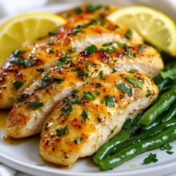 - Chicken Breast Specifications You need 2 boneless, skinless chicken breasts. They should be fresh for the best taste. - Green Beans as a Key Component Use 1 pound of fresh green beans. Trim them to keep them tender and bright. - Additional Flavoring Ingredients Gather these items for extra flavor: - 3 cloves garlic, minced - 2 tablespoons olive oil - Zest of 1 lemon - Juice of 1 lemon - 1 teaspoon dried oregano - Salt and pepper to taste - ¼ teaspoon red pepper flakes (optional for heat) - Fresh parsley, chopped (for garnish) Each ingredient adds a unique taste. The chicken brings protein. The green beans add crunch and color. Garlic and lemon give depth. Oregano adds freshness. Together, they create a dish that feels complete and satisfying. {{ingredient_image_1}} How to Prepare Marinade To make the marinade, mix olive oil, minced garlic, lemon zest, lemon juice, oregano, salt, pepper, and red pepper flakes in a bowl. This mix adds great flavor to the chicken. Make sure to coat the chicken breasts well in this marinade. Importance of Marinating Time Marinating the chicken for at least 30 minutes is key. It helps the chicken absorb all those tasty flavors. If you have more time, try marinating for a few hours. This will make your chicken even tastier. Blanching Process Explained While the chicken marinates, bring a pot of salted water to a boil. Add the trimmed green beans and cook for 3-4 minutes. This will make them bright green and slightly tender. Do not overcook them. Ice Bath Technique After blanching, quickly place the green beans in a bowl of ice water. This stops the cooking right away, keeping them crisp and bright. After a few minutes, drain the beans and set them aside. Skillet Cooking Method Heat a large skillet over medium heat. Add the marinated chicken breasts and cook for about 6-7 minutes on each side. You want them to be golden-brown and cooked through. Tips for Checking Doneness To check if the chicken is done, use a meat thermometer. The internal temperature should reach 165°F. If you don’t have a thermometer, cut into the thickest part; it should be white with no pink. Incorporating Leftover Juices In the same skillet with the leftover juices, add the blanched green beans. This adds extra flavor to the beans. Sauté them for 2-3 minutes until they are hot and coated in the oils. Flavor Enhancements During Sautéing While sautéing, taste and adjust seasoning. You can add more salt, pepper, or lemon juice if you want. This step helps keep the green beans flavorful. How to Plate Professionally Slice the cooked chicken and arrange it on a nice platter with the sautéed green beans. Place the beans next to the chicken for a vibrant look. Garnishing with Fresh Ingredients For a fresh touch, sprinkle chopped parsley over the chicken and beans. You can also add a lemon wedge on the side. This not only looks good but adds a pop of flavor. Avoiding Dry Chicken Breasts To keep chicken breasts moist, marinate them well. Use olive oil, lemon juice, and spices. Marinating helps the chicken absorb flavor and moisture. Cook the chicken over medium heat. This helps prevent drying out. Always let it rest after cooking. This allows the juices to settle. Optimal Cooking Temperatures The best cooking temperature for chicken is 165°F. Use a meat thermometer to check. Cook the chicken until it is golden brown outside. This usually takes about 6-7 minutes per side. Don’t rush; let it cook evenly. Alternative Seasonings and Herbs You can switch up the spices for new flavors. Try using thyme, rosemary, or basil. These herbs add a unique touch to the dish. You can also add garlic powder or onion powder for extra depth. Experiment to find what you love. Adding Heat with Red Pepper Flakes If you like heat, sprinkle red pepper flakes on the chicken. This adds a nice kick without overwhelming the dish. Start with a small amount. You can always add more if you want it spicier. Best Side Dishes to Accompany Chicken and Green Beans A fresh salad goes well with this meal. You can also serve it with rice or mashed potatoes. These sides balance the meal and add texture. For a light option, try a quinoa salad. Wine Pairing Recommendations A crisp white wine pairs nicely with chicken. Look for a Sauvignon Blanc or a Pinot Grigio. These wines enhance the lemon flavor in the dish. If you prefer red, opt for a light-bodied wine like Pinot Noir. Pro Tips Marination Matters: Allow the chicken to marinate for longer than 30 minutes if possible, even up to overnight, to enhance the flavor and tenderness. Perfectly Blanched Beans: Ensure you plunge the green beans into ice water immediately after blanching to keep their vibrant color and crisp texture. Check Chicken Doneness: Use a meat thermometer to ensure the chicken reaches an internal temperature of 165°F (75°C) for safe consumption. Garnish for Flavor: Fresh herbs like parsley not only add a pop of color but also enhance the dish's overall flavor profile; consider adding fresh basil or thyme for variation. {{image_2}} You can swap chicken for other proteins. Turkey works well, too. It has a similar taste and texture. For a richer flavor, try duck. If you prefer seafood, shrimp is a fantastic choice. Just remember to adjust cooking times. You can use different beans for variety. Instead of green beans, try asparagus or snap peas. Both add crunch and color. You can also use canned beans like kidney or black beans. Just rinse them before cooking. If you need gluten-free options, you’re in luck! This recipe is naturally gluten-free. Just check your chicken and seasoning for hidden gluten. Use fresh herbs to add flavor without gluten. For vegetarian options, replace chicken with tofu or tempeh. Both soak up flavors well. You can marinate them just like chicken. Use vegetable broth instead of chicken juices for extra taste. Explore international flavors by changing your spices. Try adding curry powder for an Indian twist. For a Mexican flair, include cumin and lime. Both will transform your dish into something exciting. Don’t forget about citrus zest! Aside from lemon, use lime or orange zest. Each gives a unique taste. You can mix zests for a bright, fresh flavor. This adds an extra layer to your meal. To keep your chicken and green beans fresh, follow these tips: - Use Airtight Containers: Store leftovers in airtight containers. This helps keep moisture in and prevents odors from mixing. - Cool Before Storing: Allow the food to cool to room temperature before sealing. This prevents condensation inside the container. How long do the ingredients last? - Cooked Chicken: Store for up to 3-4 days in the fridge. - Green Beans: They can last for about 3 days after cooking. To enjoy your leftovers without drying them out, use these methods: - Microwave: Place chicken and green beans on a microwave-safe plate. Add a splash of water, cover with a damp paper towel, and heat for 1-2 minutes. - Stovetop: Heat a skillet over low heat. Add a bit of olive oil or broth. Cook for a few minutes until warmed through. Safety is key when reheating food: - Check Temperature: Ensure the internal temperature reaches 165°F (74°C) before eating. - Avoid Reheating More Than Once: Reheat only what you plan to eat. This helps prevent bacteria growth. The ideal internal temperature for chicken is 165°F (75°C). This ensures the chicken is safe to eat and juicy. Use a meat thermometer to check the temperature. Insert it into the thickest part of the chicken breast. If it reads 165°F, your chicken is done. If not, cook it a few more minutes and check again. Yes, you can make this recipe ahead of time. For best results, marinate the chicken the night before. This allows flavors to soak in well. You can also blanch the green beans in advance. Store them in the fridge until you're ready to sauté them. This makes cooking easy and quick when you are ready to eat. Fresh green beans work best for sautéing. They stay crisp and bright. You can also use haricot verts, which are thinner and more tender. Make sure to trim the ends before cooking. This simple prep keeps the beans looking nice on your plate. This blog post covered everything you need to make a tasty chicken and green bean dish. We explored the key ingredients, like juicy chicken and fresh green beans. I gave step-by-step instructions to make it easy for you. The tips shared help you cook perfectly and enhance flavors. Remember, you can modify the recipe to suit your taste. Enjoy experimenting with different proteins and spices. Proper storage keeps your leftovers fresh. Follow these steps, and you'll impress everyone with your cooking skills. Happy cooking!