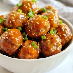 - 1 pound ground beef or turkey - 1 cup breadcrumbs - 1 large egg - 2 tablespoons green onions, finely chopped - 1 tablespoon soy sauce - 1 teaspoon garlic powder - 1 teaspoon ginger powder - 1 cup sweet chili sauce - 1 tablespoon rice vinegar - 1 teaspoon sesame oil - Salt and pepper to taste - Sesame seeds (for garnish) You need simple and fresh ingredients to make Sweet Chili Crockpot Meatballs. For the main part, choose either ground beef or turkey. Both work great and taste delicious. You will also need breadcrumbs to bind the meat together. The egg helps hold everything in place, so don’t skip it. Next, let’s add some flavor. Chop green onions for a fresh bite. Soy sauce adds a salty depth that makes everything better. Garlic powder and ginger powder bring warmth and zest to the dish. This mix makes each meatball a flavor bomb. Finally, let’s talk sauce. Sweet chili sauce gives a nice sweetness and heat. Combine it with rice vinegar for a tangy twist. Sesame oil adds a nutty note that rounds out the flavors. Don't forget to add salt and pepper to taste. For a pretty finish, sprinkle some sesame seeds on top when serving. This mix of ingredients makes these meatballs a hit every time! {{ingredient_image_1}} - In a large bowl, combine: - 1 pound ground beef or turkey - 1 cup breadcrumbs - 1 large egg - 2 tablespoons green onions, finely chopped - 1 tablespoon soy sauce - 1 teaspoon garlic powder - 1 teaspoon ginger powder - Salt and pepper to taste Mix all these ingredients well. This step is key for great flavor. You want every bite to taste good. Use your hands to mix if needed. - Shape the mixture into small meatballs, about 1 inch in diameter. - Use a baking tray to keep them organized. This helps with easy handling. Try to keep the meatballs the same size. This way, they cook evenly in the crockpot. - In a separate bowl, prepare the sauce by mixing: - 1 cup sweet chili sauce - 1 tablespoon rice vinegar - 1 teaspoon sesame oil - Layer the meatballs in the crockpot. - Pour the sweet chili sauce mixture over the meatballs. Make sure all meatballs are well coated. Cover the crockpot. Cook on low for 6-8 hours or on high for 3-4 hours. The meatballs should be tender and fully cooked. After cooking, gently stir the meatballs in the sauce. This will coat them nicely before serving. Enjoy! To make perfect meatballs, size matters. Aim for each meatball to be about 1 inch wide. This size helps them cook evenly. If they are too big, they may be raw inside. If they are too small, they may dry out. Always use a consistent size for the best results. Cooking in the crockpot can be tricky. Make sure to layer the meatballs gently. Avoid stacking them too high. This helps them cook evenly. You want them to soak up all that tasty sauce without burning. To boost the flavor of your meatballs, try adding fresh herbs. Chopped cilantro or basil can add a nice touch. You can also mix in a splash of lime juice. This gives a bright taste that balances the sweetness of the sauce. Using fresh ingredients improves taste. Fresh green onions give a crisp bite. They also add a pop of color. Fresh garlic instead of garlic powder can deepen the flavor too. Don’t be afraid to experiment! Serving is just as important as cooking. Place the meatballs in a shallow bowl. Drizzle some sauce over them for a nice look. This adds a glossy finish that is very appealing. For garnishing, sprinkle sesame seeds on top. They add crunch and a nutty flavor. Chopped green onions also work well. They give a fresh, vibrant touch. This simple presentation makes your dish look gourmet! Pro Tips Use Fresh Ingredients: Fresh green onions and quality meat will enhance the flavor of your meatballs significantly. Customize the Spice Level: Adjust the amount of sweet chili sauce based on your heat preference; add some crushed red pepper for extra kick. Make Ahead: These meatballs can be made ahead of time and frozen. Just thaw and reheat in the crockpot for a quick meal! Perfect Pairings: Serve your meatballs with steamed rice or noodles and a side of stir-fried vegetables for a complete meal. {{image_2}} You can easily switch up the meat in this recipe. Instead of ground beef, you can use ground turkey. Turkey gives a lighter taste but stays juicy. You can also try ground chicken. This option is lean and still packed with flavor. If you want a plant-based option, look for plant-based meat alternatives. They work well and absorb the sweet chili sauce nicely. The sauce is key to this dish. You can mix sweet chili sauce with pineapple juice for a fruity twist. This adds a nice sweetness and a touch of acidity. Another option is to use mango puree. It brings a tropical flavor that pairs well with the meatballs. If you like heat, experiment with different sauces. You can use spicy chili sauce or add red pepper flakes. This gives you control over the heat level. If you need gluten-free meatballs, you can swap regular breadcrumbs for gluten-free ones. Many brands offer great options that taste just as good. For those watching sodium, try low-sodium soy sauce. This keeps the flavors intact while reducing salt. These small changes make the dish fit your dietary needs without losing taste. After cooking, let the meatballs cool down. Place them in an airtight container. This keeps them fresh. You can store them in the fridge for up to four days. Make sure to label the container with the date. This helps you keep track of freshness. To freeze meatballs, first cool them completely. Then, arrange them in a single layer on a baking sheet. Freeze until solid, about one hour. Once frozen, transfer them to a freezer bag. Remove as much air as possible before sealing. This keeps them fresh for up to three months. When you want to eat them, thaw in the fridge overnight. Reheat them in a saucepan over low heat. You can also use the microwave. Make sure they are warm all the way through. Plan ahead for busy days. You can make these meatballs on the weekend. Store them in the fridge or freeze them for later. They are great for quick meals. Pair them with rice or noodles for a full meal. You can also serve them with veggies. This gives you variety throughout the week. Enjoy different flavors by changing the sides! Yes, you can use frozen meatballs. Cooking from frozen takes longer. For frozen, cook on low for about 8 hours or high for 4-5 hours. Fresh meatballs cook faster and taste better. They take about 6-8 hours on low or 3-4 hours on high. Check the meatballs for a safe internal temperature. They should reach 165°F (74°C). Use a meat thermometer to ensure they are fully cooked. When they are done, they will look brown and juicy. If you cut one open, the center should not be pink. Serve these meatballs with steamed rice or noodles. Both pair well with the sweet chili sauce. You might also add a side of stir-fried veggies for balance. A fresh salad can brighten the meal. For a hearty touch, serve with crusty bread to soak up the sauce. In this article, we explored how to make sweet chili crockpot meatballs. We covered the key ingredients, steps for cooking, and tips for perfecting flavor. I shared storage tips and meal prep ideas, along with answers to common questions. Remember, you can customize this dish to your taste. Make it your own with different proteins and sauces. Enjoy creating tasty meals that are easy and quick!