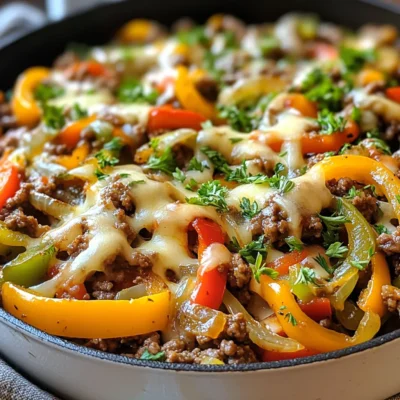 Ground Beef Philly Cheesesteak Skillet Savory Delight