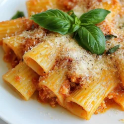 - 350g pasta (preferably ziti or penne) - 400g crushed tomatoes (canned or fresh) - 200g fresh mozzarella, cubed - 50g grated Parmesan cheese - 2 cloves garlic, minced - 1 tablespoon olive oil - Fresh basil leaves, for garnish - Salt and pepper to taste - A pinch of red pepper flakes (optional) For your crushed tomatoes, you can use canned or fresh ones. Fresh tomatoes add a nice touch. If you don’t have fresh mozzarella, you can use low-moisture mozzarella. It melts well, too. Use sea salt for a better flavor. Fresh basil is best, but dried basil works if you can't find it. Ziti and penne are the best choices for this dish. They hold the sauce well. You can also use rigatoni or fusilli if you prefer. These shapes capture the cheese and sauce. Enjoy experimenting with your favorite pasta! {{ingredient_image_1}} To start, fill a large pot with water and add salt. Bring it to a boil. Once boiling, add 350g of pasta, like ziti or penne. Cook until al dente, which means it should still be firm. This usually takes about 8 to 10 minutes. Drain the pasta and save about 1 cup of the water. Set the pasta aside. Next, grab a large skillet. Heat 1 tablespoon of olive oil over medium heat. Add 2 minced garlic cloves and stir for about 1 minute. You want the garlic to smell good but not brown. Then, pour in 400g of crushed tomatoes. Season with salt, pepper, and a pinch of red pepper flakes if you like spice. Stir it well and let it simmer for about 10 to 15 minutes. The sauce should thicken a bit. Now, it’s time to combine everything. Add the cooked pasta to the skillet with the sauce. Stir it all together, adding some reserved pasta water if needed. This makes the sauce creamier. Next, mix in 200g of cubed fresh mozzarella and half of 50g of grated Parmesan. The cheese should melt a little. Transfer the pasta mix into a baking dish. Sprinkle the rest of the Parmesan on top. Preheat your oven to 180°C (350°F) and bake for about 20 minutes. You want it bubbly and golden on top. When it’s done, let it rest for a few minutes. Garnish with fresh basil leaves before serving. Enjoy your Pasta alla Sorrentina! To get the right texture in Pasta alla Sorrentina, focus on the sauce. It should be thick but not too dry. Start with crushed tomatoes. Simmer them with salt, pepper, and garlic. This brings out rich flavors. If the sauce is too thick, add a little pasta water. This helps the sauce cling to the pasta better. Stir well to coat every piece. The pasta should feel creamy, not sticky. For the best cheese melt, use fresh mozzarella. Cut it into small cubes. Mix it in with the hot pasta and sauce. The heat will help it melt evenly. Don’t add the mozzarella too early; it may lose its nice texture. You can also sprinkle some grated Parmesan on top before baking. This creates a lovely golden crust. Bake until the cheese is bubbly for the best taste. One common mistake is overcooking the pasta. Aim for al dente. It will cook more in the oven. Another mistake is not using enough salt. The pasta water should be salty to enhance the flavor. Lastly, don’t skip the basil garnish. It adds a fresh touch. Remember, cooking is about balance and flavor, so pay attention to each step. Pro Tips Choose the Right Pasta: Using ziti or penne helps the sauce cling better, enhancing the overall flavor of the dish. Quality Ingredients Matter: Opt for high-quality canned tomatoes and fresh mozzarella for a richer taste. Reserve Pasta Water: The starchy pasta water can help adjust the sauce's consistency, making it creamier and more cohesive. Rest Before Serving: Letting the baked pasta sit for a few minutes allows the flavors to meld and makes serving easier. {{image_2}} Pasta alla Sorrentina is already a tasty vegetarian dish. You can enhance it by adding veggies. Try spinach, zucchini, or bell peppers. Sauté them with garlic before adding the tomatoes. This adds color and nutrients. If you want meat, try adding ground beef or sausage. Brown the meat first in the skillet before adding garlic. This adds depth to your sauce. You can also use chicken or pancetta for a different flavor. For a gluten-free version, choose gluten-free pasta. Brands now offer great options that taste good. You can also use spiralized vegetables like zucchini or sweet potatoes. These add a fresh twist to the dish. After enjoying your Pasta alla Sorrentina, cool it down to room temperature. Then, place it in an airtight container. Make sure to store it in the fridge. It stays fresh for three to five days. If you want to keep it longer, consider freezing it. To reheat your pasta, you can use the oven or a microwave. For the oven, preheat it to 180°C (350°F). Place the pasta in an oven-safe dish, cover it with foil, and heat for about 15 to 20 minutes. If you use a microwave, put the pasta in a microwave-safe bowl. Heat it in short bursts, stirring in between, until hot. Add a splash of water if it seems dry. If you want to freeze your Pasta alla Sorrentina, pack it in airtight containers or freezer bags. Make sure to leave some space at the top, as the pasta will expand when frozen. It can last up to three months in the freezer. When you're ready to eat, thaw it in the fridge overnight before reheating. I recommend using ziti or penne for Pasta alla Sorrentina. These shapes hold sauce well. They also give a nice bite when cooked right. Ziti has a smooth surface, while penne has ridges. Both types add texture and flavor to this dish. Yes, you can use dried herbs if fresh are not available. Use about one-third of the amount. Dried herbs are more potent than fresh ones. For this recipe, dried basil works well. Just remember to add them when cooking the sauce. To add spice, include red pepper flakes. You can add this while making the sauce. Start with a pinch and taste as you go. If you want more heat, add more flakes. You can also add sliced fresh chili peppers for extra kick. This post covered the key ingredients and steps to make Pasta alla Sorrentina. We discussed pasta types, sauce preparation, and baking methods. You learned tips for perfect consistency and cheese melting. Additionally, we explored variations and how to store leftovers. In summary, this dish is versatile and easy to prepare. With these steps, your meal will impress everyone. Try it, and enjoy the tasty flavors!