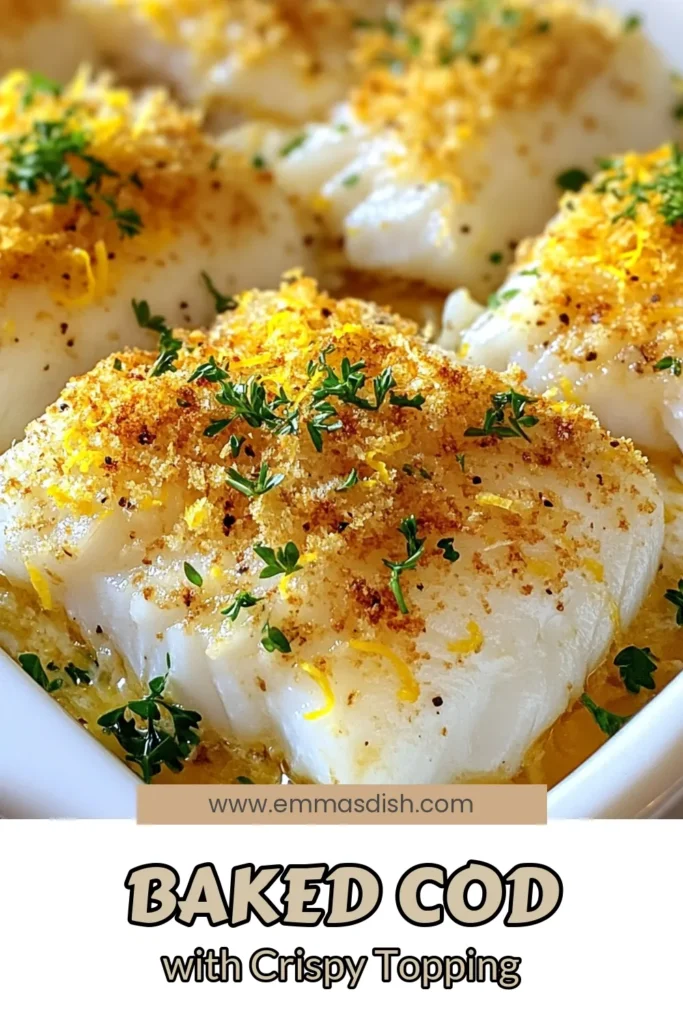 Discover this delicious Boston baked cod recipe that's perfect for an easy seafood dinner! This baked cod recipe features tender cod fillets topped with a crispy Parmesan cod bake for a delightful twist. With simple ingredients and quick prep, you can enjoy flavorful cod fillet recipes that your family will love. Try this dish tonight and elevate your dinner game! Save for later! #BostonBakedCod #BakedCodRecipe #EasySeafoodDinner #CodFilletRecipes