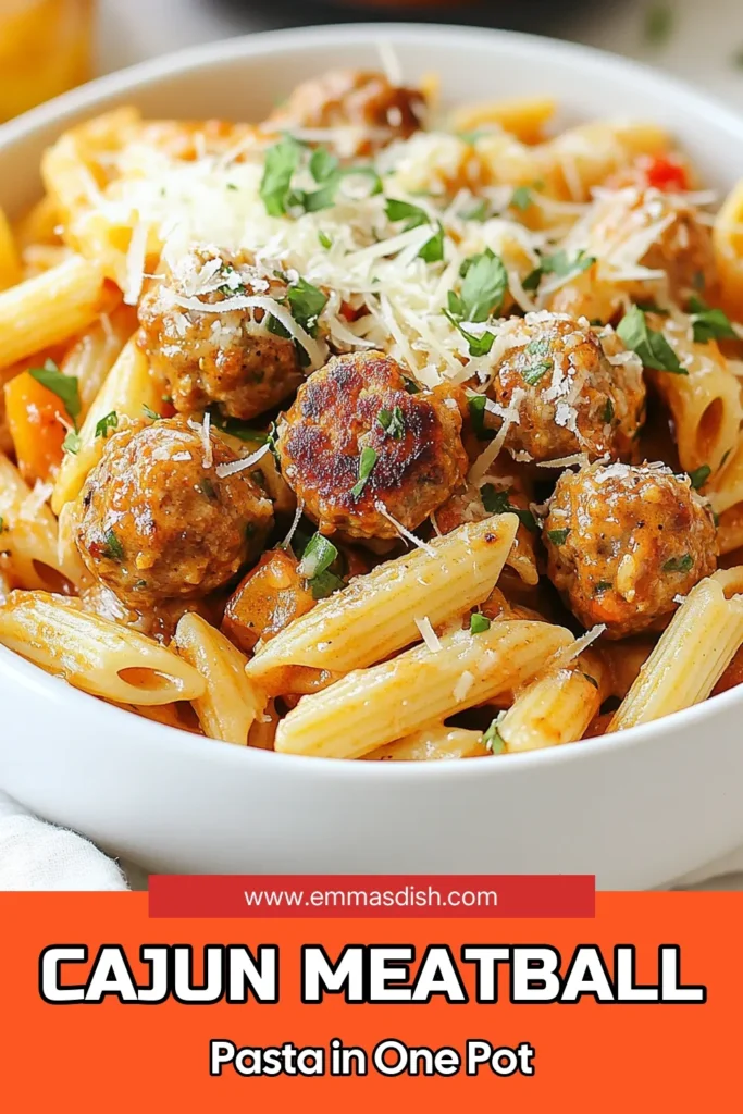 Savor the flavor of this One-Pot Cajun Meatball Pasta, a delicious and easy pasta recipe that will become your go-to for one-pot meals. With flavorful Cajun meatballs, creamy pasta, and simple preparation, this dish is perfect for busy weeknights. Enjoy a hearty meal in just 30 minutes! Try this Cajun meatball recipe today and elevate your dinner game. Save it for later! #CajunPasta #OnePotMeals #EasyDinner #PastaRecipe