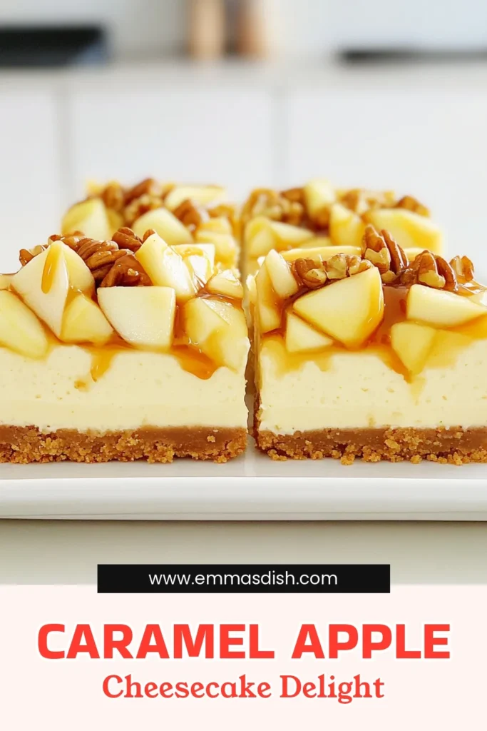 Indulge in the deliciousness of caramel apple cheesecake bars! This easy recipe combines creamy cheesecake with tart apples and sweet caramel, creating the perfect dessert for any occasion. With just a handful of simple ingredients, you can whip up a treat that everyone will love. Don't miss out on this fall favorite – click through to discover the full recipe and make your next gathering extra special! #CheesecakeBars #CaramelAppleDessert #BakingRecipes #FallTreats