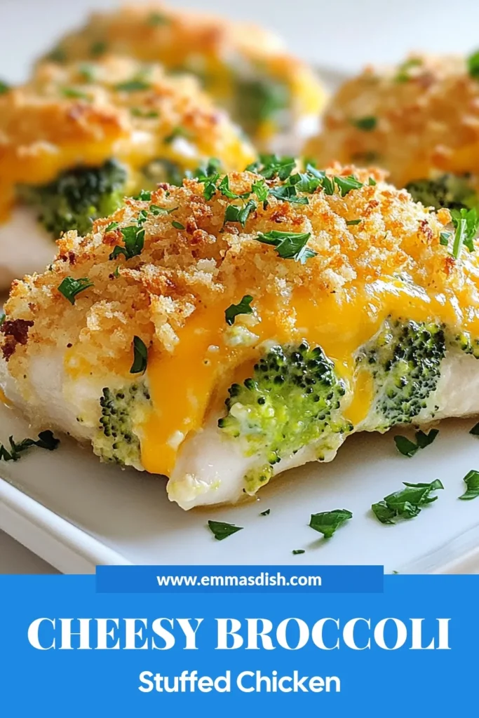 Indulge in this Cheesy Broccoli Chicken Recipe that brings together juicy baked chicken with broccoli in a healthier and delicious way! These Cheesy Stuffed Chicken Breasts are not only easy to prepare but also perfect for a weeknight meal. Packed with flavors, this Healthy Chicken and Broccoli Recipe is sure to impress. Try it today for an easy chicken dinner idea your family will love. Save it for later! #CheesyBroccoliChicken #EasyDinnerIdeas #HealthyEating #RecipeInspiration