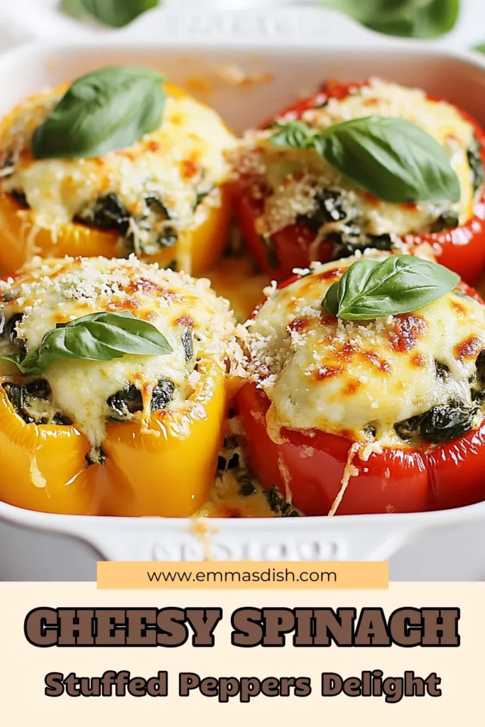 Discover the delightful world of Spinach Ricotta Stuffed Peppers—an easy spinach recipe that offers a healthy twist on traditional meals. These vegetarian bell pepper recipes are perfect for anyone seeking nutritious options. Learn how to make baked stuffed peppers with a creamy ricotta and fresh spinach filling that everyone will love. Save this healthy stuffed bell peppers recipe for your next meal prep! #StuffedPeppers #HealthyRecipes #VegetarianCooking #EasyRecipes