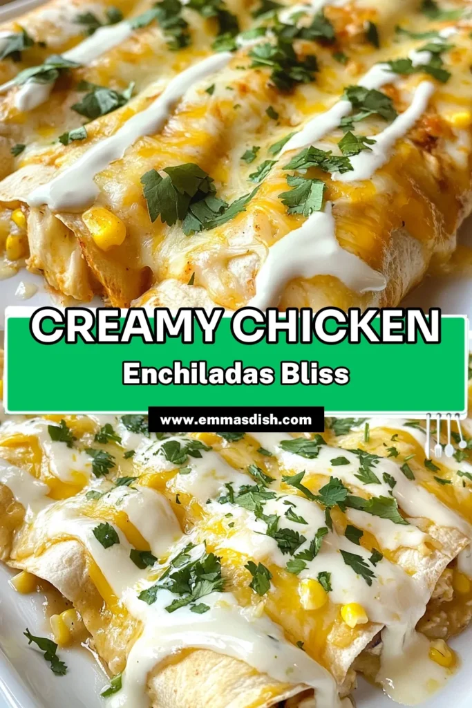 Discover this creamy chicken enchiladas recipe that's perfect for a weeknight dinner. These easy chicken enchiladas are packed with flavor and topped with a delicious white sauce made from sour cream and Monterey Jack cheese. Enjoy a healthier twist on a classic dish with these healthy chicken enchiladas. Don't forget to save this recipe for your next family feast! #ChickenEnchiladas #EasyDinner #HealthyRecipes #ComfortFood
