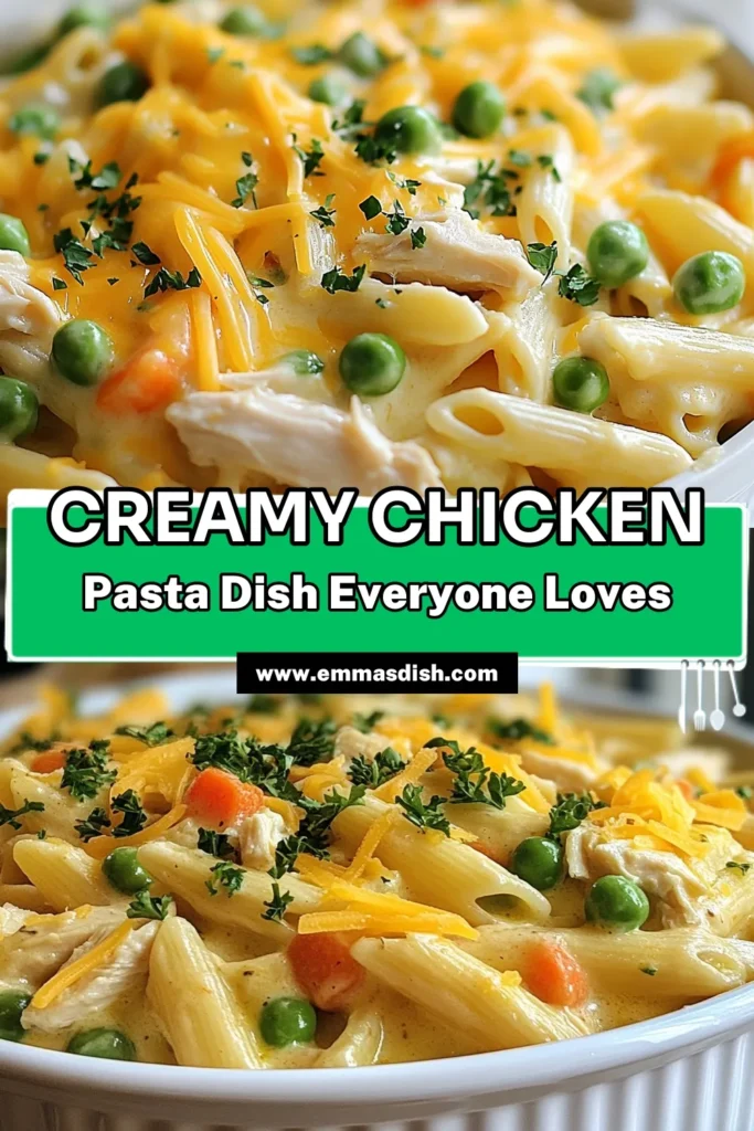 Discover the ultimate comfort food with this Chicken Pot Pie Pasta recipe. This creamy chicken pasta recipe is a delicious twist on classic chicken pot pie, perfect for an easy pasta dinner. Packed with tender chicken and vibrant veggies, it’s great for the whole family. Try this cheddar chicken pasta recipe tonight for a hearty meal in just 30 minutes! Save for later and enjoy! #ChickenPotPiePasta #EasyPastaDinner #ChickenAndVeggiePasta #CreamyChickenPastaRecipe