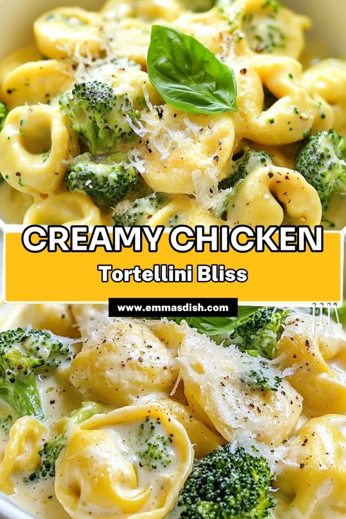 Indulge in this creamy chicken tortellini with broccoli, the perfect one pot chicken pasta dish! This easy creamy pasta recipe combines tender cheese tortellini, juicy chicken, and vibrant broccoli in a rich and flavorful sauce. Ready in just 25 minutes, it's a delightful meal you can whip up any night. Don't miss out on this delicious chicken tortellini recipe! Save it for later! #CreamyChickenTortellini #EasyCreamyPasta #TortelliniWithBroccoli #OnePotChickenPasta