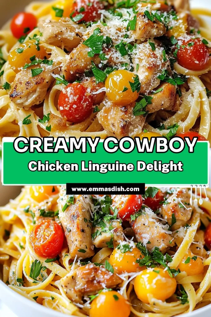 Discover the deliciousness of Cowboy Butter Chicken Linguine, a creamy chicken pasta recipe that brings together rich flavors and easy preparation. This linguine with garlic butter is perfect for busy weeknights, making it an easy chicken pasta dish that everyone will love. Quick linguine recipes don’t get better than this! Try it tonight for a comforting family meal. Save this recipe and share your tasty creations! #PastaRecipe #ChickenDinner #EasyRecipes #Foodie
