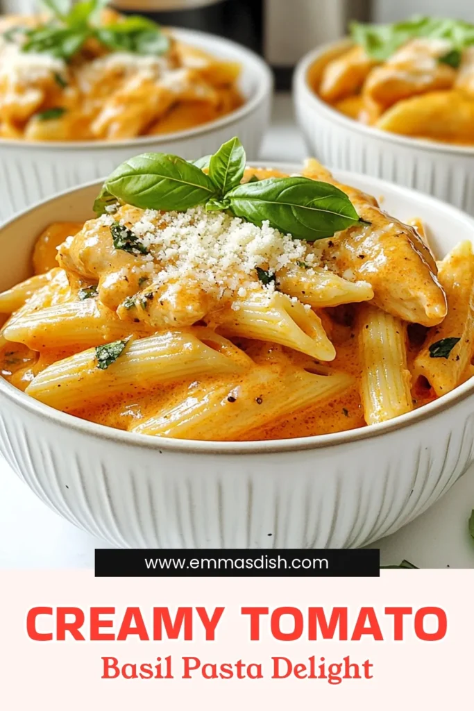 Looking for a delicious and easy chicken pasta recipe? Try this Creamy Tomato Basil Chicken Penne! This one-pot pasta dish features tender chicken in a rich tomato basil pasta sauce that’s ready in just 30 minutes. Perfect for quick dinner recipes, it’s a family favorite that's both satisfying and simple to prepare. Save this recipe for your next meal! #EasyChickenPastaRecipe #OnePotPastaDishes #QuickDinnerRecipes #PastaRecipes