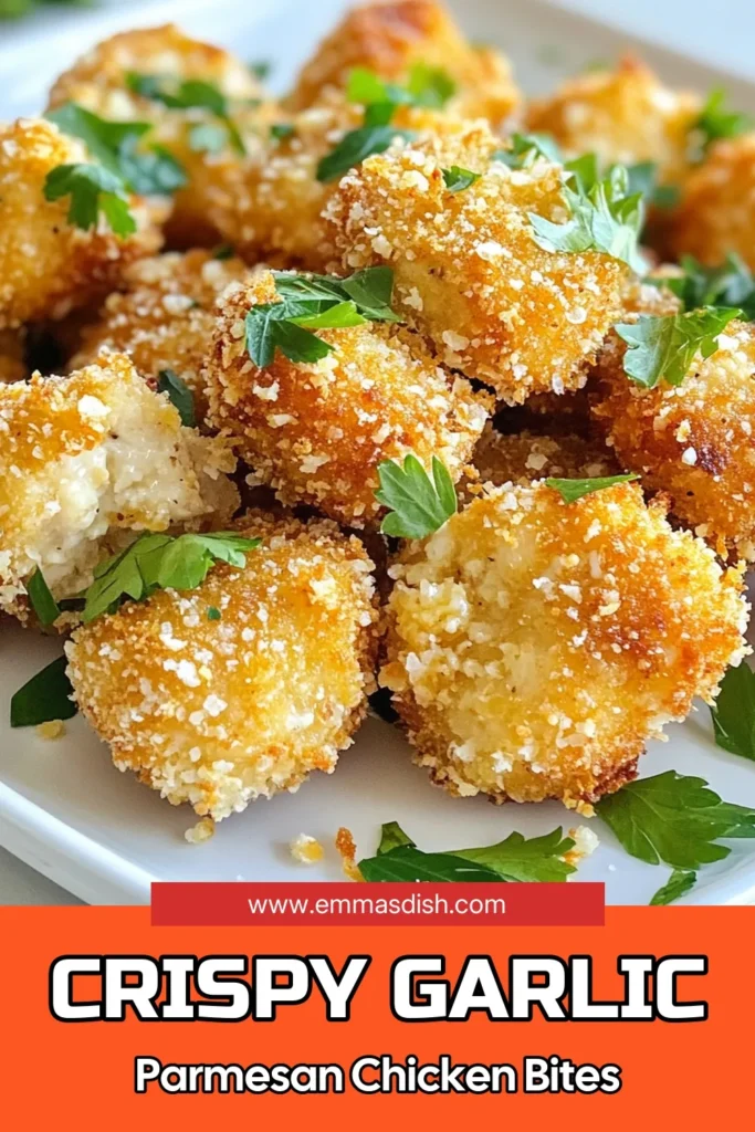 Looking for a deliciously crunchy appetizer? Try this Garlic Parmesan Chicken Minis recipe! These crispy garlic chicken bites are panko crusted to perfection and packed with flavor. Perfect for gatherings, these easy chicken appetizers will wow your guests. Serve with marinara or your favorite dip. Don't miss out—save this recipe for your next party! #GarlicParmesanChicken #ChickenMinisRecipe #CrispyGarlicChickenBites #EasyChickenAppetizer