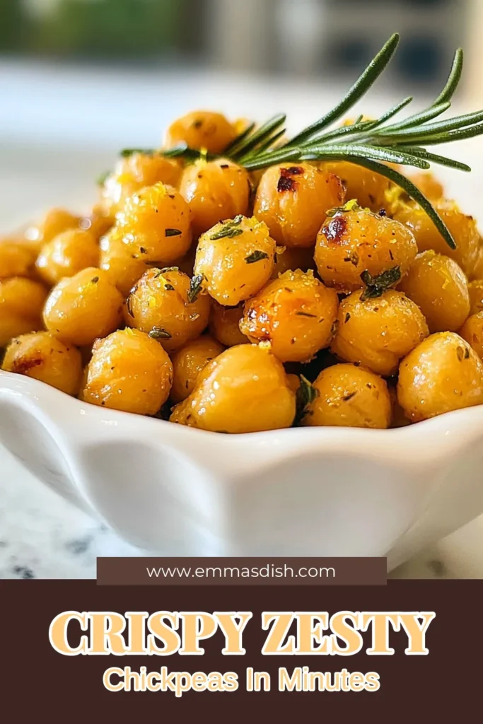 Discover a delicious and healthy roasted chickpeas recipe with these zesty Lemon Rosemary Chickpeas! Perfect as crispy roasted chickpeas, this easy snack is packed with flavor from fresh ingredients like lemon and rosemary. Ideal for meal prep or as a satisfying nibble, these healthy chickpea snacks are sure to impress. Try this quick recipe today for a nutritious treat that you'll want to save! #RoastedChickpeas #ChickpeaSnacks #HealthySnacks #ZestyRecipes