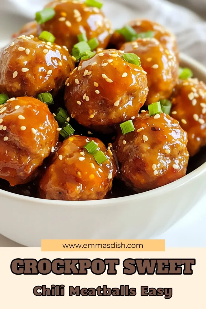 Savor the flavors of these delicious Sweet Chili Crockpot Meatballs! This easy meatball recipe combines ground beef meatballs with a tangy sweet chili sauce, making it the perfect slow cooker meal. Simply mix, shape, and let the crockpot do the work! Ideal for weeknight dinners or gatherings, this sweet chili meatball recipe is a crowd-pleaser. Try it today and elevate your meal game! #CrockpotMeatballs #SweetChiliMeatballs #EasyMeatballRecipe #SlowCookerMeatballs