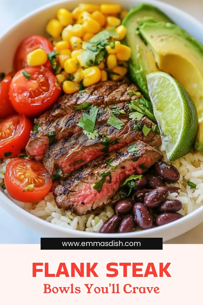Discover the flavorful delight of Cilantro Lime Steak Bowls! This healthy steak bowl recipe features tender flank steak marinated in zesty lime and fresh cilantro, making it perfect for quick dinner ideas. Add creamy avocado and colorful veggies for a nutritious twist. Enjoy easy flank steak recipes that are bursting with flavor. Save this recipe for your next meal prep! #CilantroLimeSteakBowls #HealthyRecipes #QuickDinnerIdeas #FlankSteakRecipes