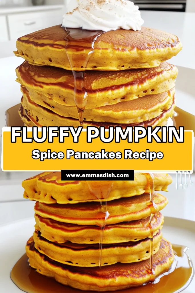 Indulge in the cozy flavors of fall with these delicious pumpkin spice pancakes! Perfectly fluffy and bursting with spices, they make a delightful breakfast treat. Just mix simple ingredients like pumpkin puree, flour, and warm spices, and enjoy them topped with maple syrup and whipped cream. Click through to explore this tasty recipe and elevate your morning routine! #PumpkinSpicePancakes #FallRecipes #BreakfastIdeas #PancakeLovers