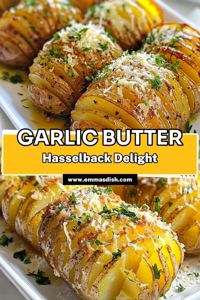 Discover the ultimate Garlic Butter Hasselback Potatoes, a must-try for any garlic lover! This easy Hasselback potato recipe combines crispy baked potatoes with rich garlic butter and fresh herbs for flavorful, herb-infused potatoes that are perfect for any meal. Enjoy a delicious side that impresses guests and satisfies cravings. Don’t miss out—save this recipe and elevate your dinner game! #GarlicButterPotatoes #HasselbackPotatoRecipe #EasyGarlicPotatoes #CrispyBakedPotatoes