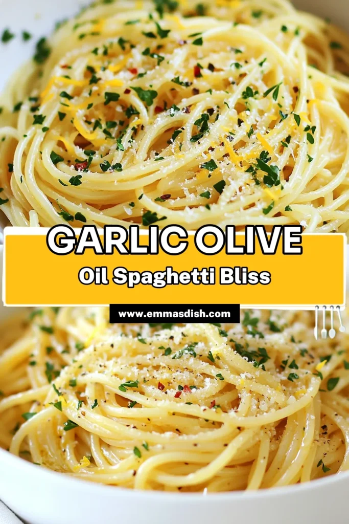 Discover the delightful simplicity of Garlic Olive Oil Spaghetti, a perfect choice for quick pasta dishes! This vegetarian garlic pasta recipe features flavorful garlic, zesty lemon, and a hint of heat from red pepper flakes. In just 20 minutes, you can whip up this easy spaghetti recipe that's sure to impress. Save this recipe for your next meal and enjoy a delicious taste of Italy! #GarlicOliveOilSpaghetti #EasySpaghettiRecipes #QuickPastaDishes #VegetarianGarlicPasta