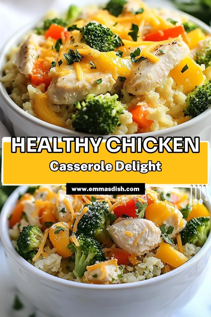Discover the ultimate healthy chicken casserole with this delicious cauliflower rice recipe! This low-carb chicken casserole is packed with flavor, featuring tender chicken, fresh vegetables, and creamy Greek yogurt for a nutritious twist. Perfect for meal prep or family dinners, this vegetable chicken bake is sure to impress. Save this easy recipe for a healthy weeknight meal you’ll love! #HealthyChickenCasserole #LowCarbRecipe #CauliflowerRice #GreekYogurtCasserole