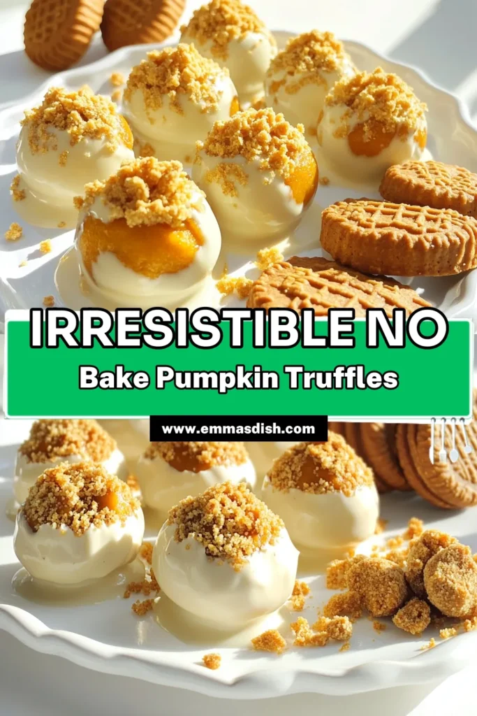 Indulge in the rich flavors of fall with these No Bake Biscoff Pumpkin Truffles! Easy to make and perfect for a sweet treat, you'll love the creamy pumpkin-chocolate goodness. With just a few simple ingredients like pumpkin puree and Biscoff cookie crumbs, these truffles come together quickly. Click through for the full recipe and impress your friends at your next gathering! #PumpkinRecipes #BiscoffTruffles #NoBakeDesserts #FallTreats