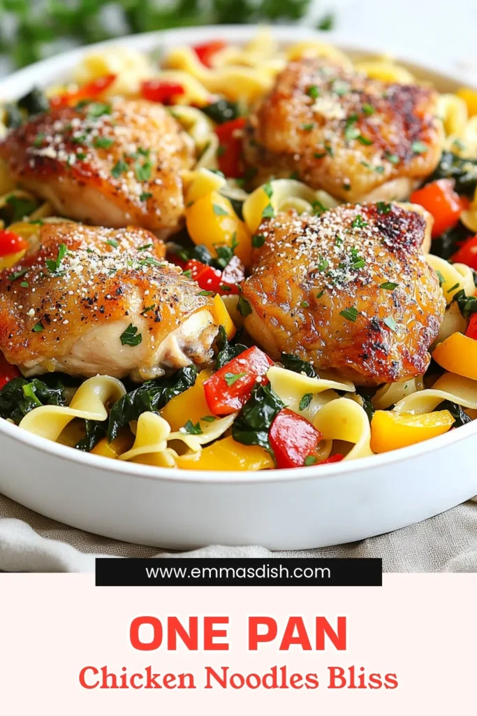 Looking for a quick and delicious dinner? Try this one-pan chicken recipe featuring tender sautéed chicken thighs and flavorful buttered noodles. This easy chicken dinner is perfect for busy weeknights and is a family-friendly pasta dish that everyone will love. Packed with colorful vegetables, this skillet chicken with vegetables meal is ready in just 30 minutes. Save this recipe now for a hassle-free cooking experience! #OnePanDinner #EasyRecipes #PastaLovers #ChickenRecipes