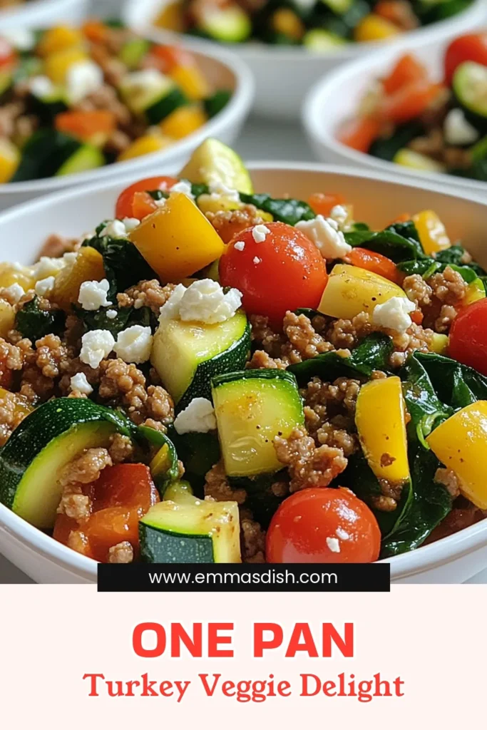 Savor the deliciousness of this Turkey Veggie Skillet that's quick to make and packed with flavor! With ground turkey, fresh veggies, and a sprinkle of feta cheese, it's a healthy meal ready in just 30 minutes. Perfect for busy weeknights, this recipe is a must-try! Click through for step-by-step instructions and tips to make it your own. Don't miss out! #TurkeyVeggieSkillet #HealthyRecipes #MealPrep #QuickDinner