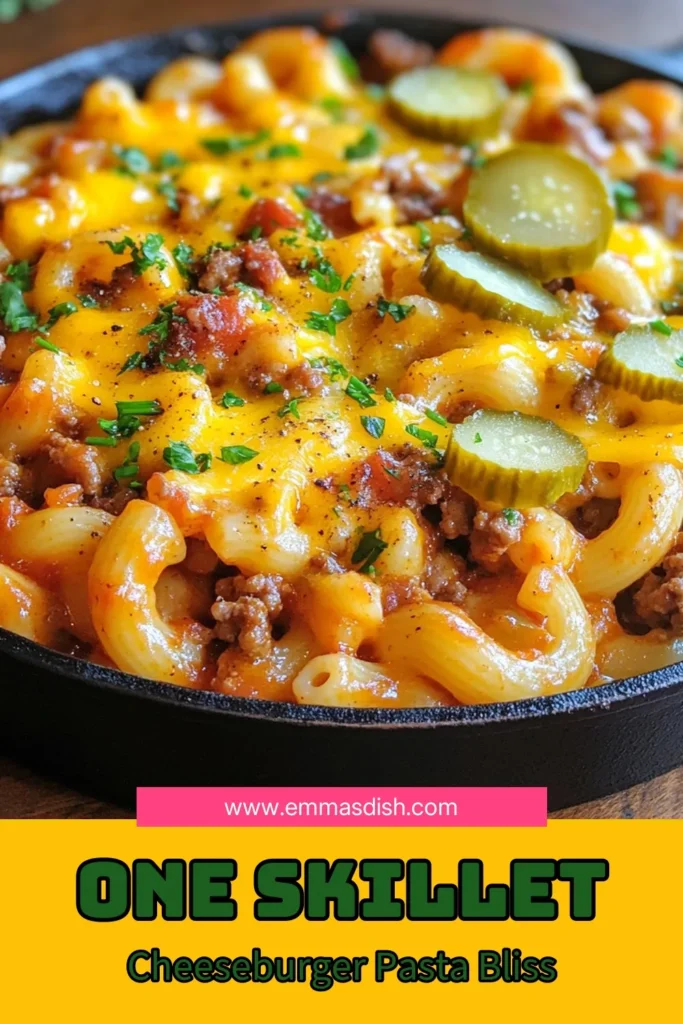 Discover the ultimate comfort food with this easy cheeseburger pasta recipe! This one-pan pasta dinner is a flavorful ground beef pasta skillet that combines cheesy goodness with classic burger flavors. Perfect for busy weeknights, this cheeseburger pasta skillet is ready in just 25 minutes! Impress your family and friends with this delicious skillet pasta dish. Save this recipe and enjoy a cozy dinner tonight! #CheeseburgerPasta #SkilletDinner #OnePanMeal #EasyDinnerIdeas