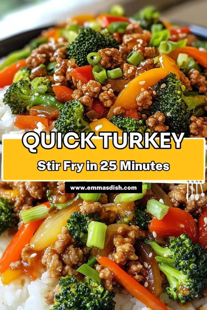 Try this delicious Ground Turkey Stir Fry, a perfect blend of flavors and nutrients! This healthy turkey recipe features vibrant vegetables and is a quick stir fry meal that fits into your busy lifestyle. It’s also a gluten-free stir fry option, making it a versatile dish for everyone. Elevate your dinner game with this easy turkey with vegetables recipe. Click to discover the full recipe and save for your next meal! #GroundTurkeyStirFry #HealthyTurkeyRecipes #QuickStirFryMeals #GlutenFreeStirFry
