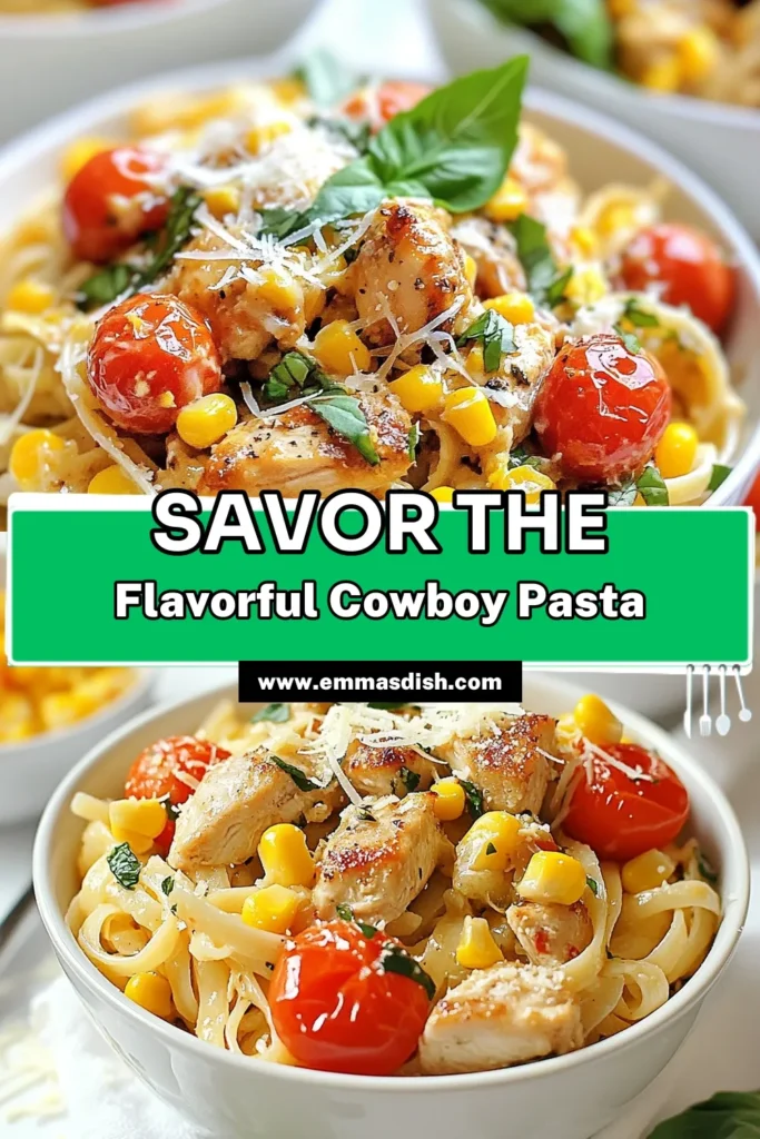 Savor the flavors of this delicious Cowboy Butter Chicken Linguine! This easy chicken pasta dish features a creamy cowboy butter sauce combined with tender chicken, vibrant cherry tomatoes, and sweet corn. Perfect for dinner any night of the week, this linguine chicken recipe is quick to prepare and satisfying. Get ready to impress your family and friends. Save this recipe for your next meal! #CowboyButterChicken #EasyChickenPasta #LinguineChickenRecipe #CreamyLinguineDishes